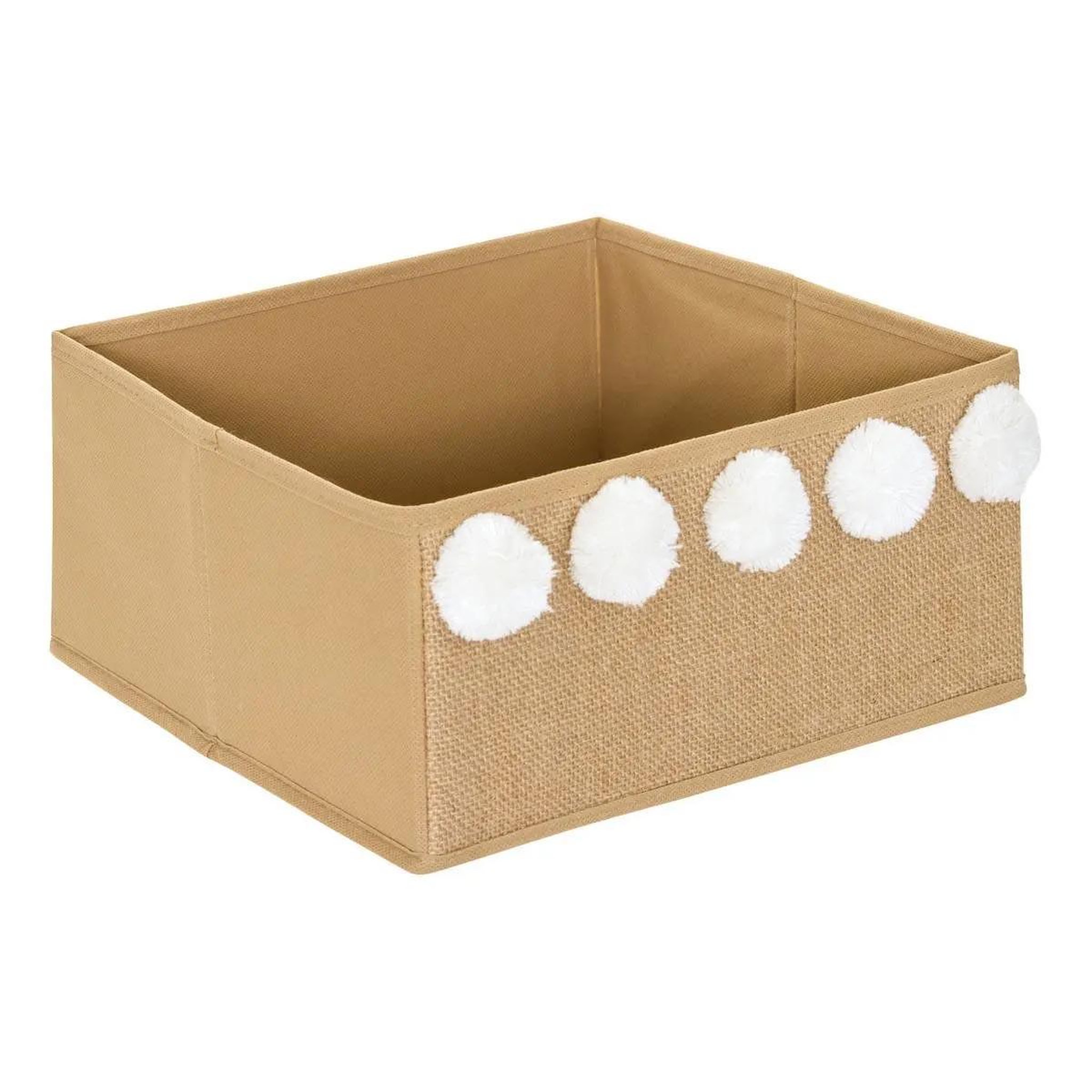 Atmosphera Kids Boîte de rangement enfant  pompons  29x29cm naturel