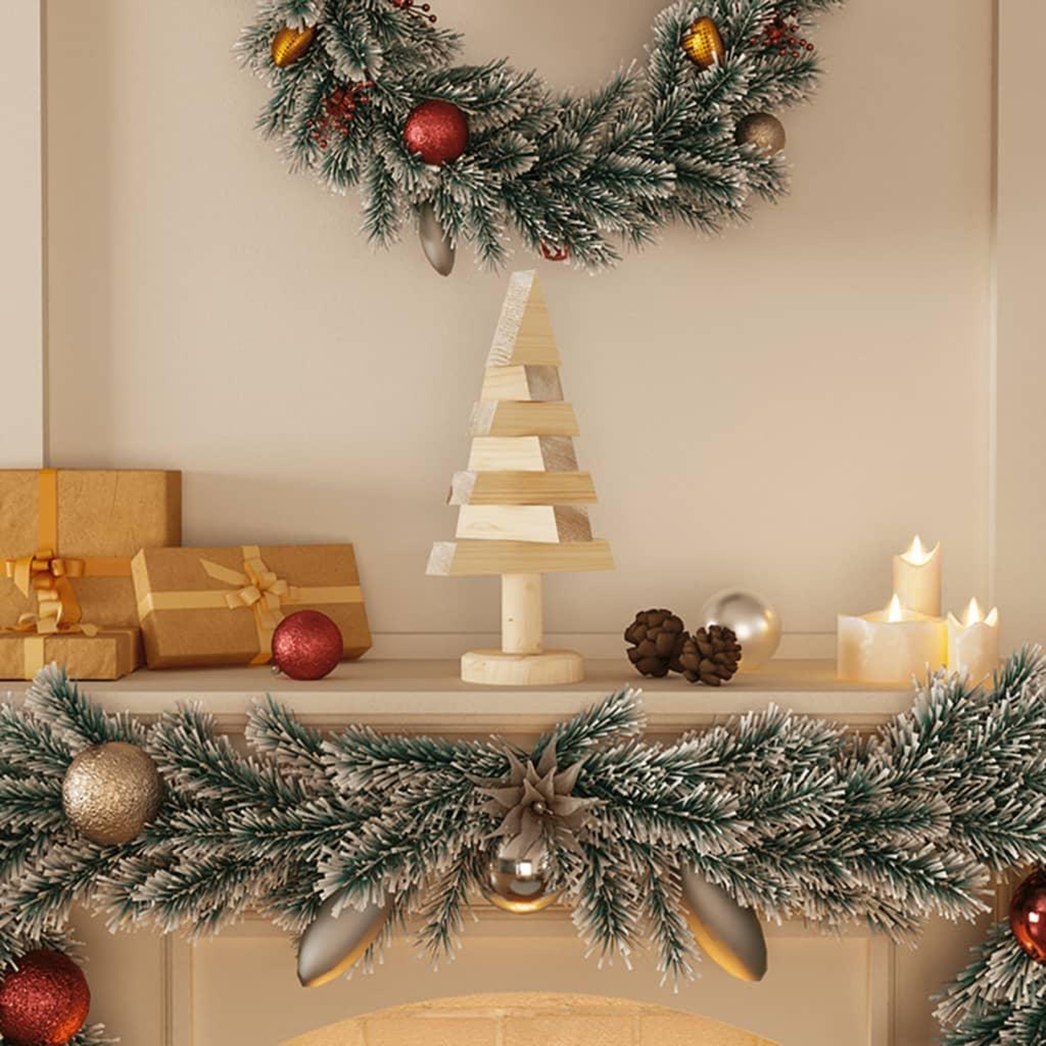 VIDAXL Arbres de Noël en bois pour decoration 2 pcs 30 cm pin massif