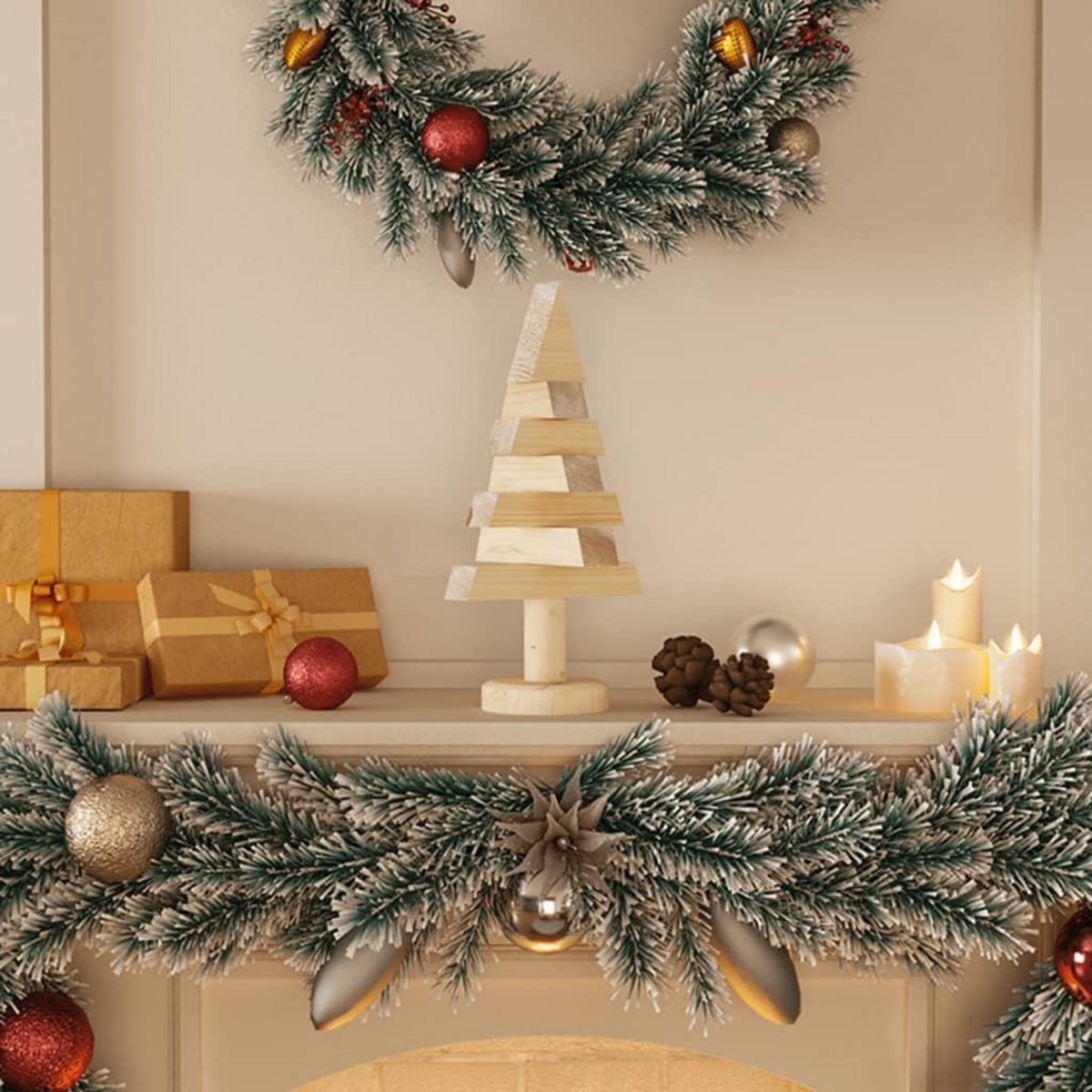 VIDAXL Arbres de Noël en bois pour decoration 2 pcs 30 cm pin massif