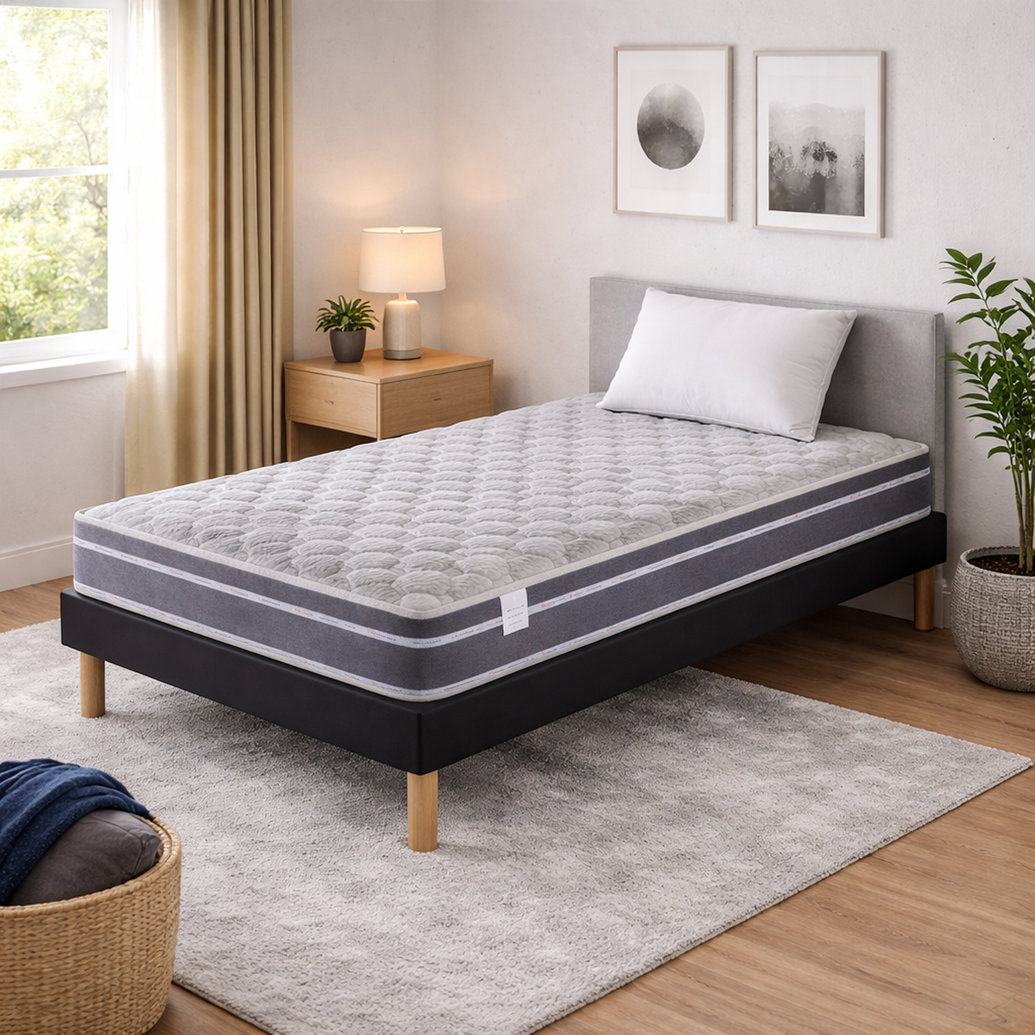 Voir la diapositive 1 : PROVENCE LITERIE Ensemble Sommier Tapissier et Matelas Ferme Très Respirant
