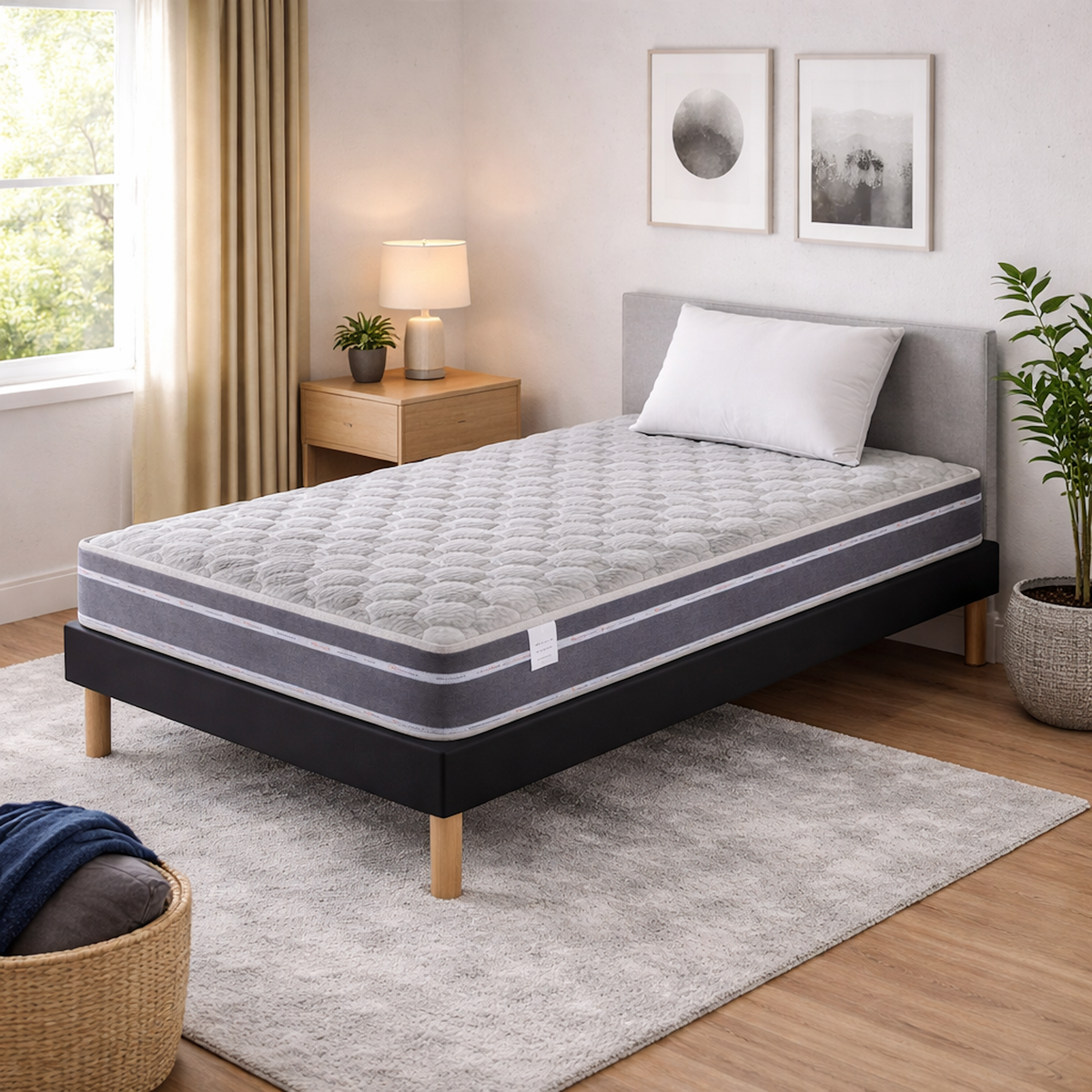 PROVENCE LITERIE Ensemble Sommier Tapissier et Matelas Ferme Très Respirant