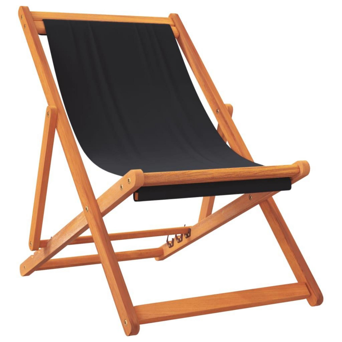 VIDAXL Chaises de plage pliables lot de 2 noir tissu