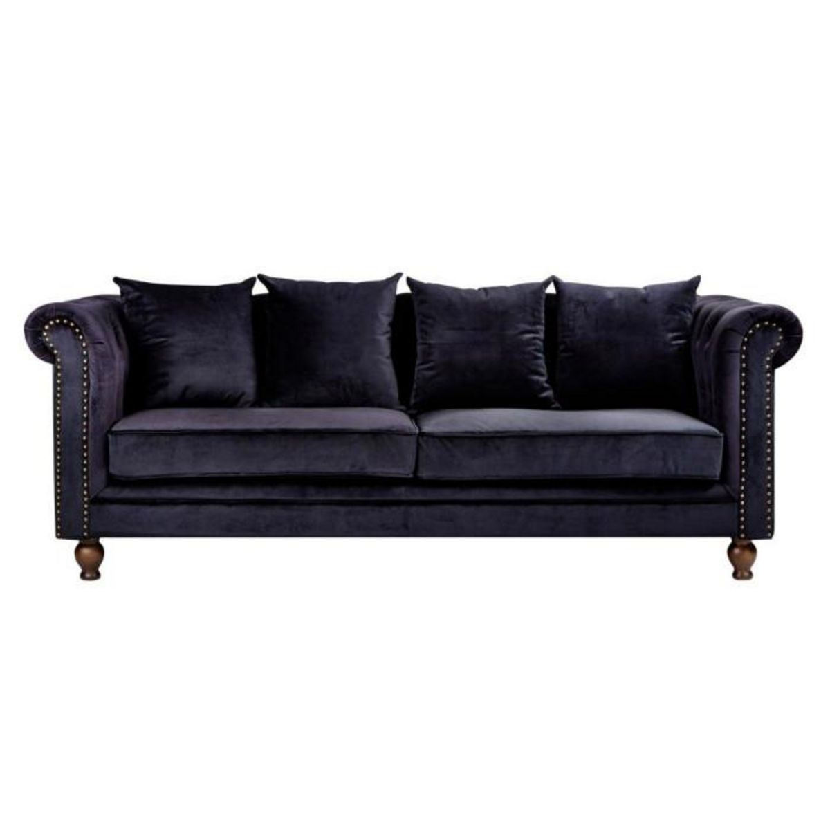 Paris Prix Canapé 3 Places en Velours  Chesterfield  217cm Noir