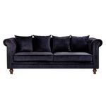 Paris Prix Canapé 3 Places en Velours  Chesterfield  217cm Noir