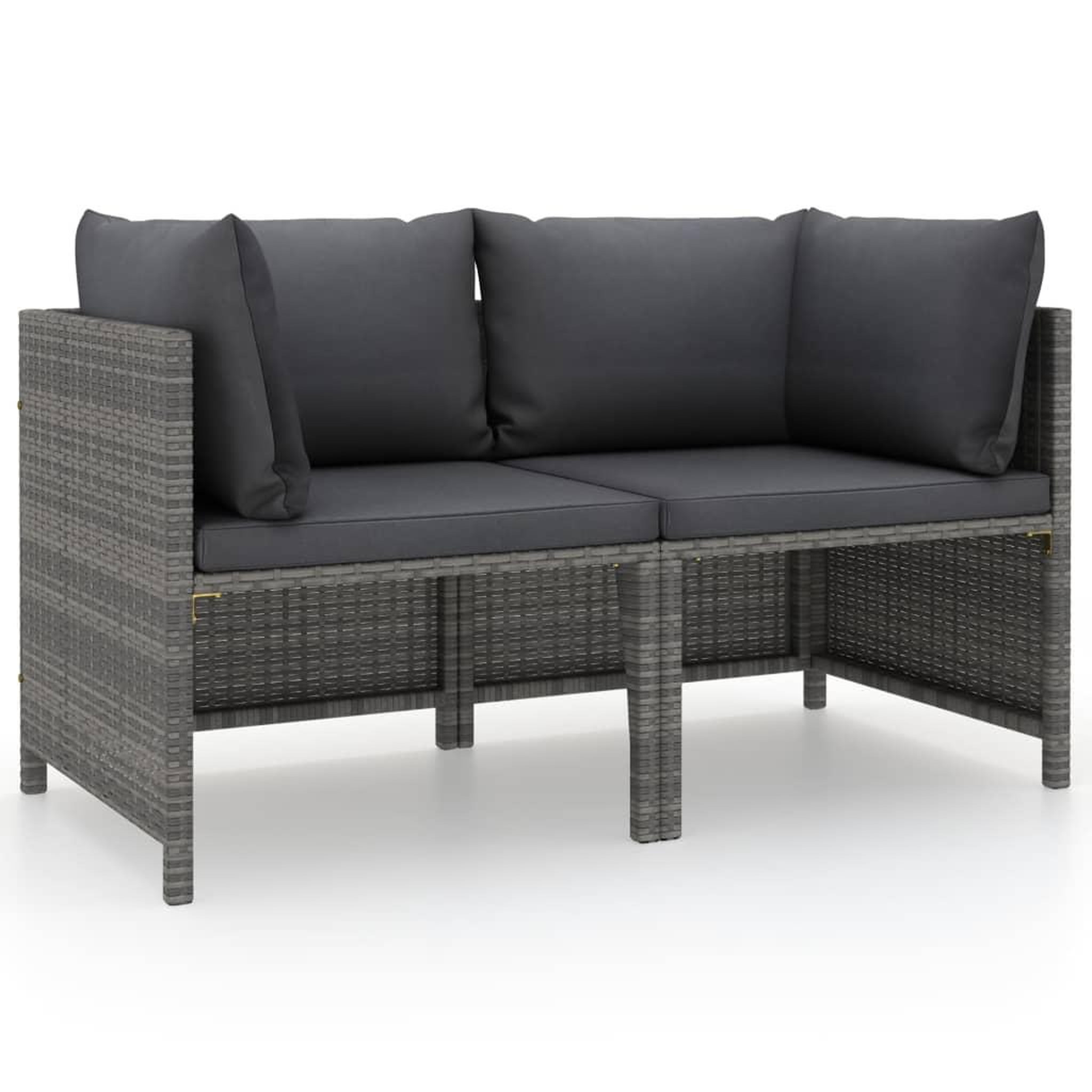 VIDAXL Canape de jardin a 2 places avec coussins Gris Resine tressee