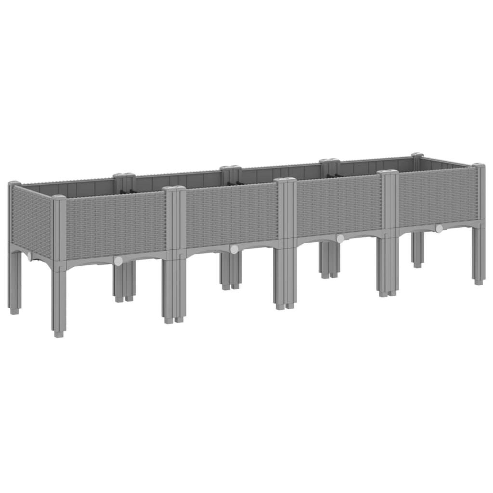Voir la diapositive 5 : VIDAXL Jardiniere avec pieds gris clair 160x40x42 cm PP