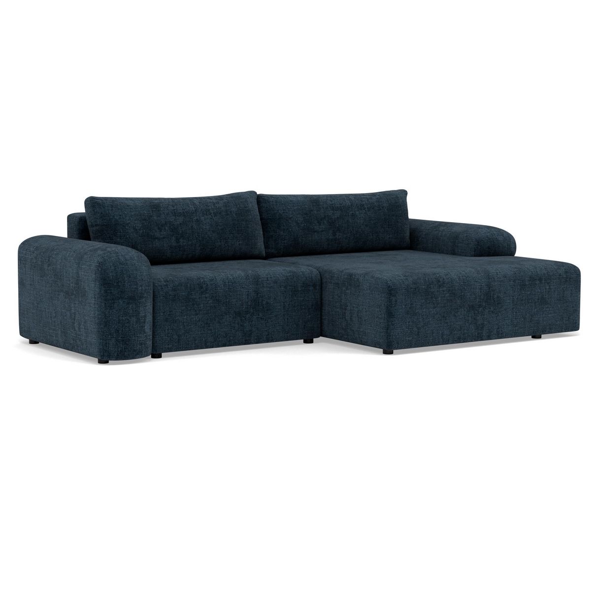 BEST MOBILIER Rebecca - canapé d'angle droit 4 places convertible avec coffre en velours texturé