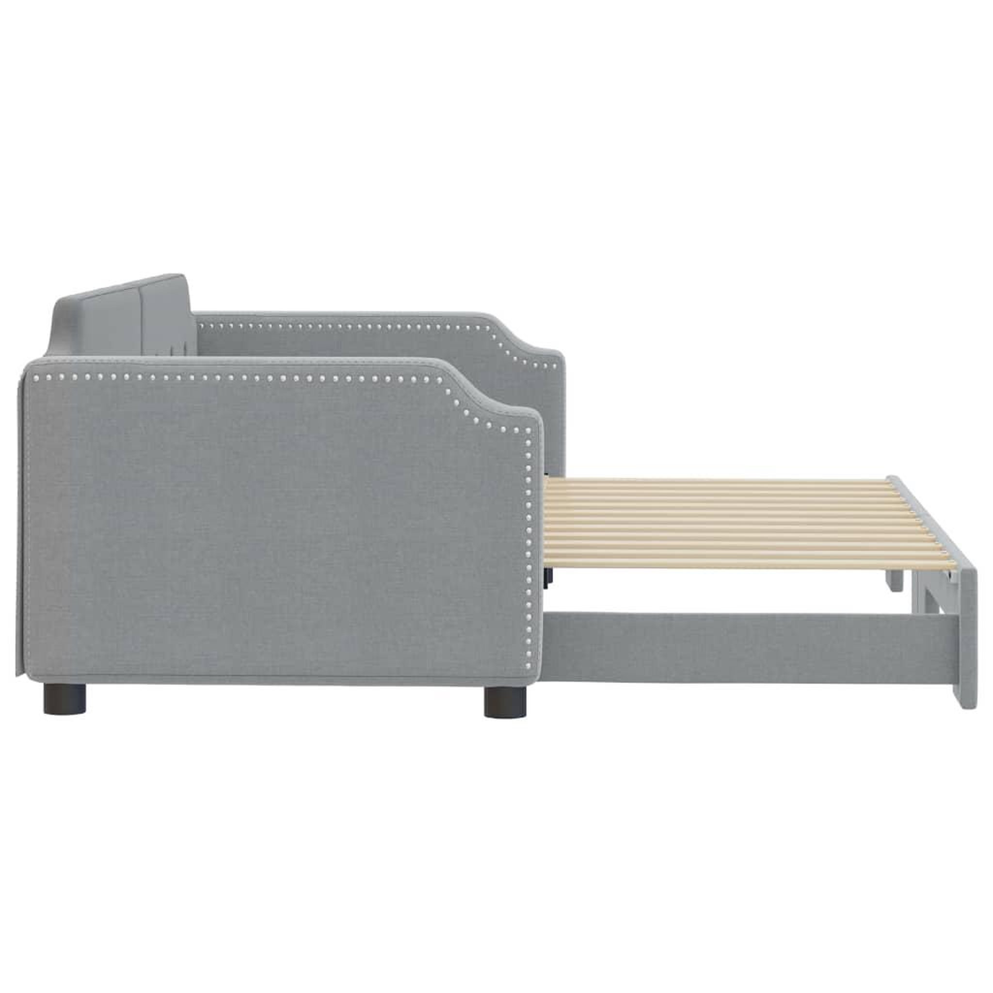 Voir la diapositive 4 : VIDAXL Lit de jour avec gigogne sans matelas gris clair 90x200 cm