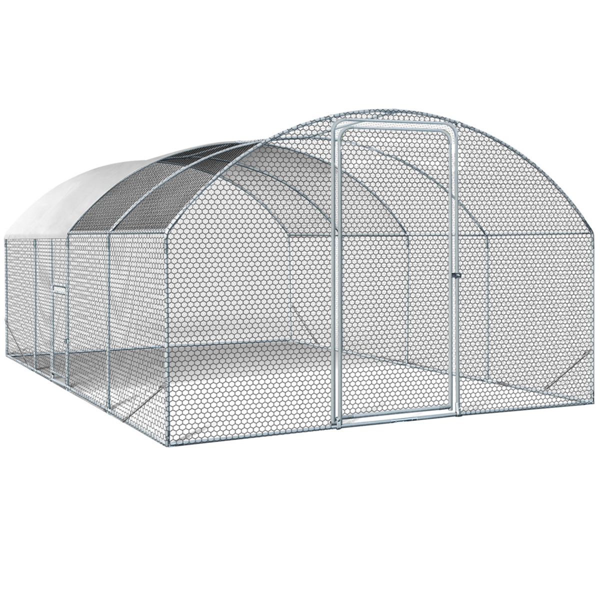 ID MARKET Enclos poulailler dôme 15 m² parc grillagé 3x5 M avec porte latérale