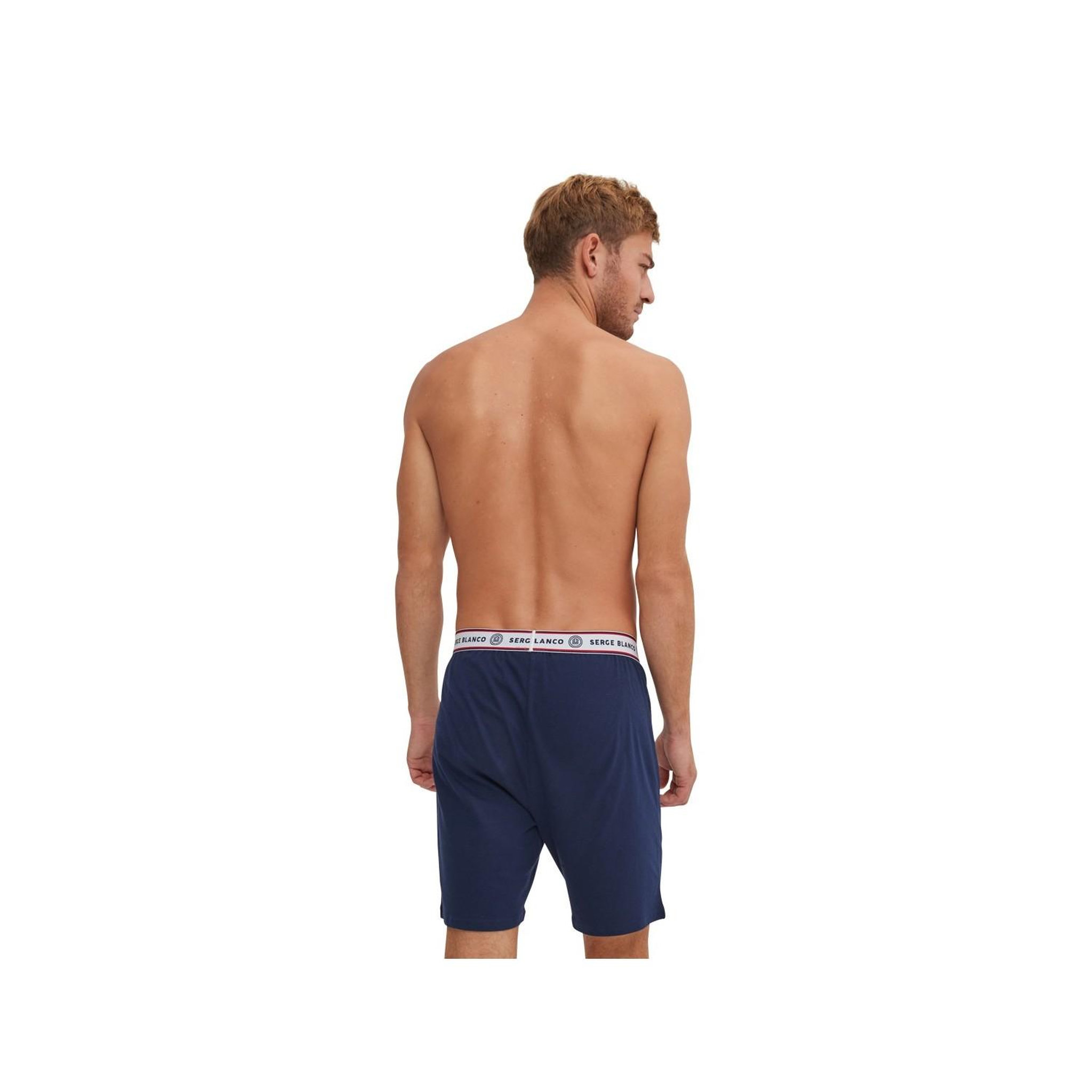 Voir la diapositive 4 : SERGE BLANCO Ensemble pyjama court tshirt col rond homme en coton