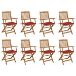 VIDAXL Chaises pliables d'exterieur et coussins lot de 8 Bois d'acacia