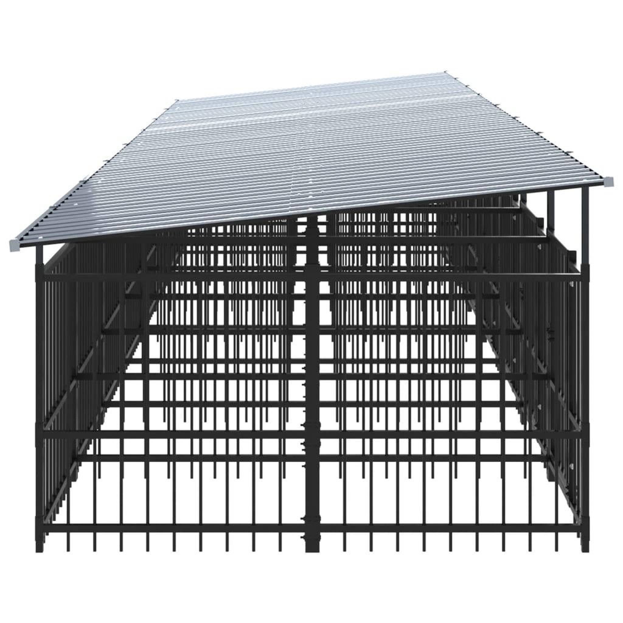 Voir la diapositive 4 : VIDAXL Chenil d'exterieur avec toit pour chiens Acier 15,02 m²