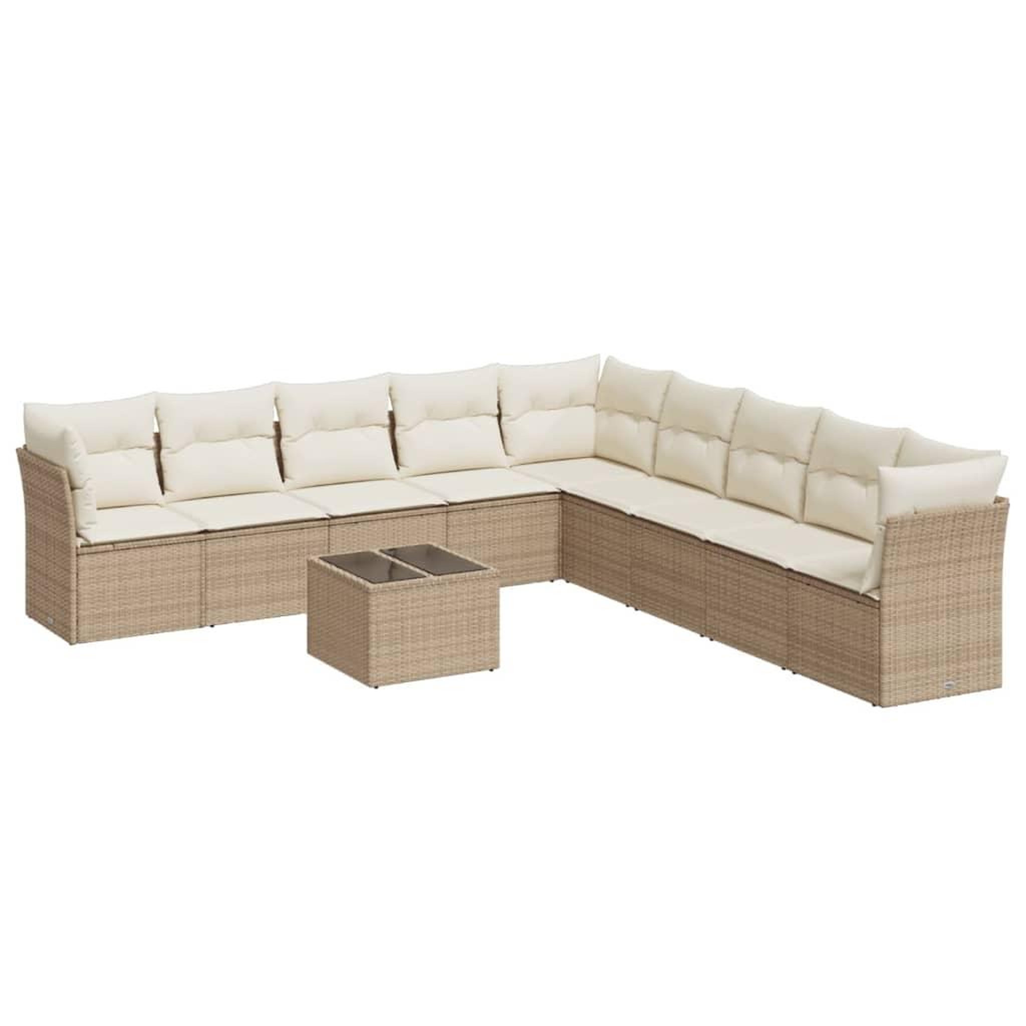 Voir la diapositive 2 : VIDAXL Salon de jardin avec coussins 10 pcs beige resine tressee