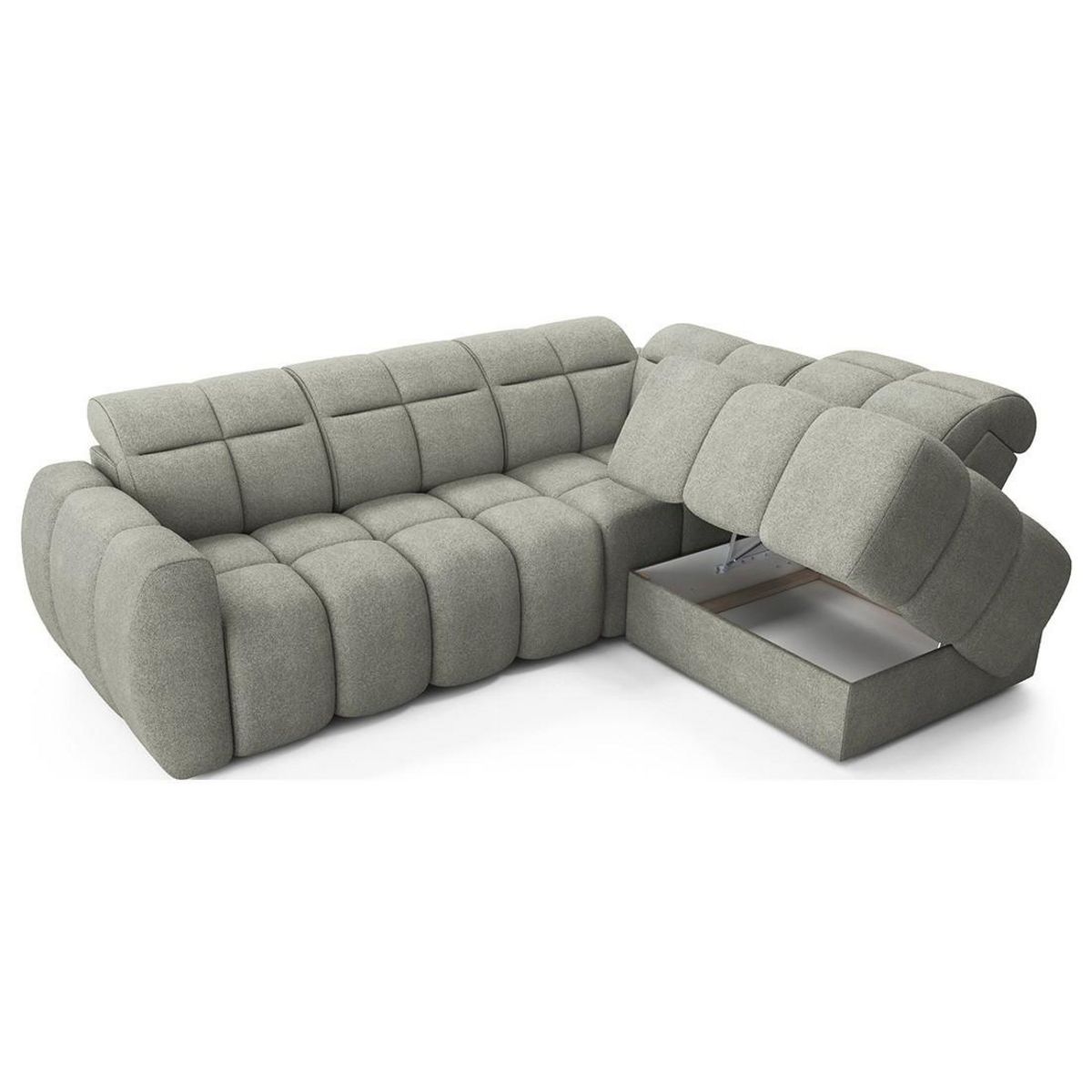 BEST MOBILIER Basile - canapé d'angle droit 4 places assise extensible électrique avec coffre en tissu texturé