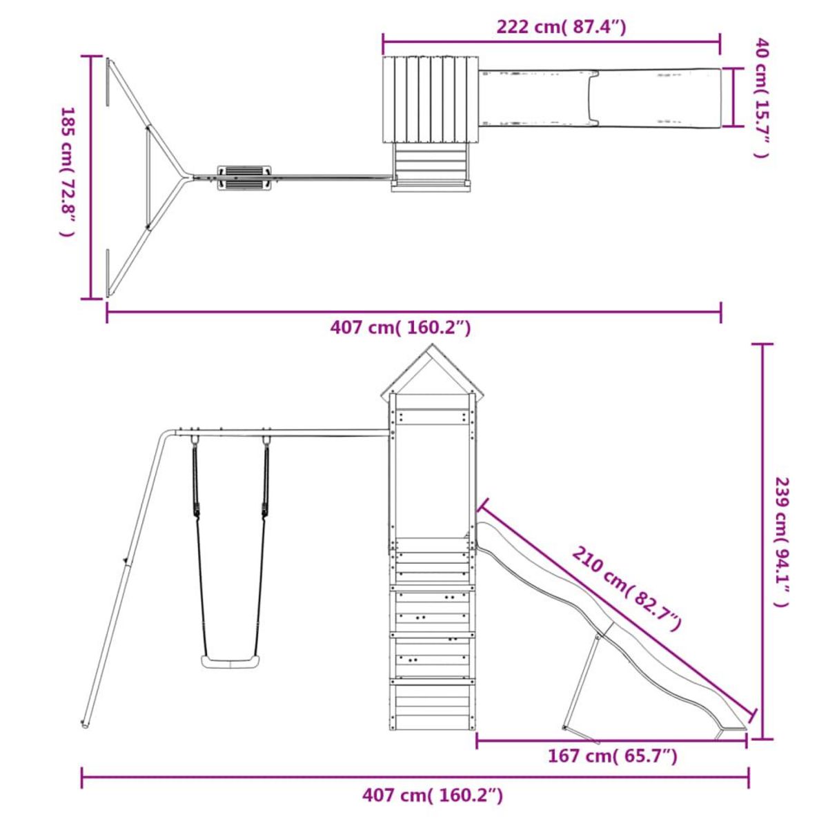 VIDAXL Aire de jeux d'exterieur bois de pin impregne