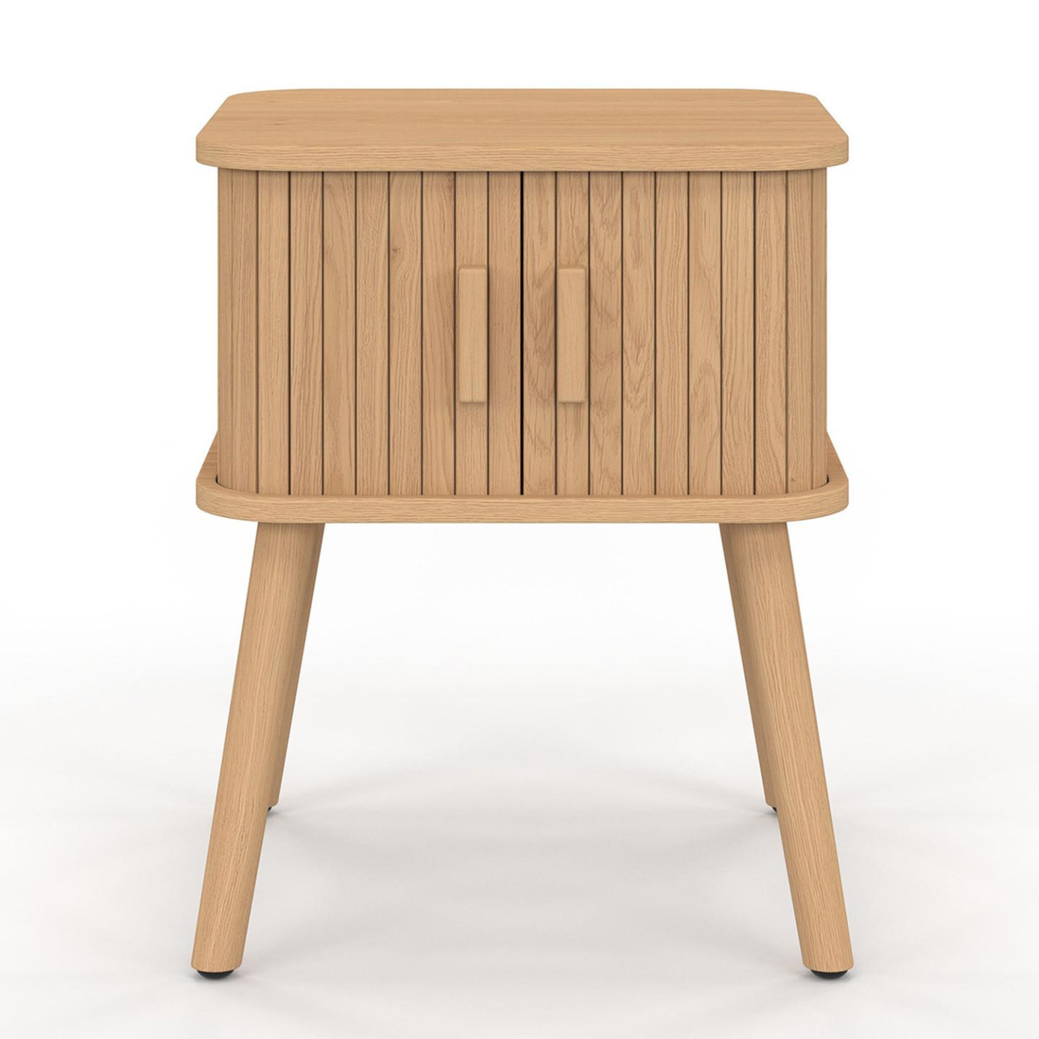 Voir la diapositive 3 : ID MARKET Lot de 2 tables de chevet romie effet lattes 2 portes coulissantes