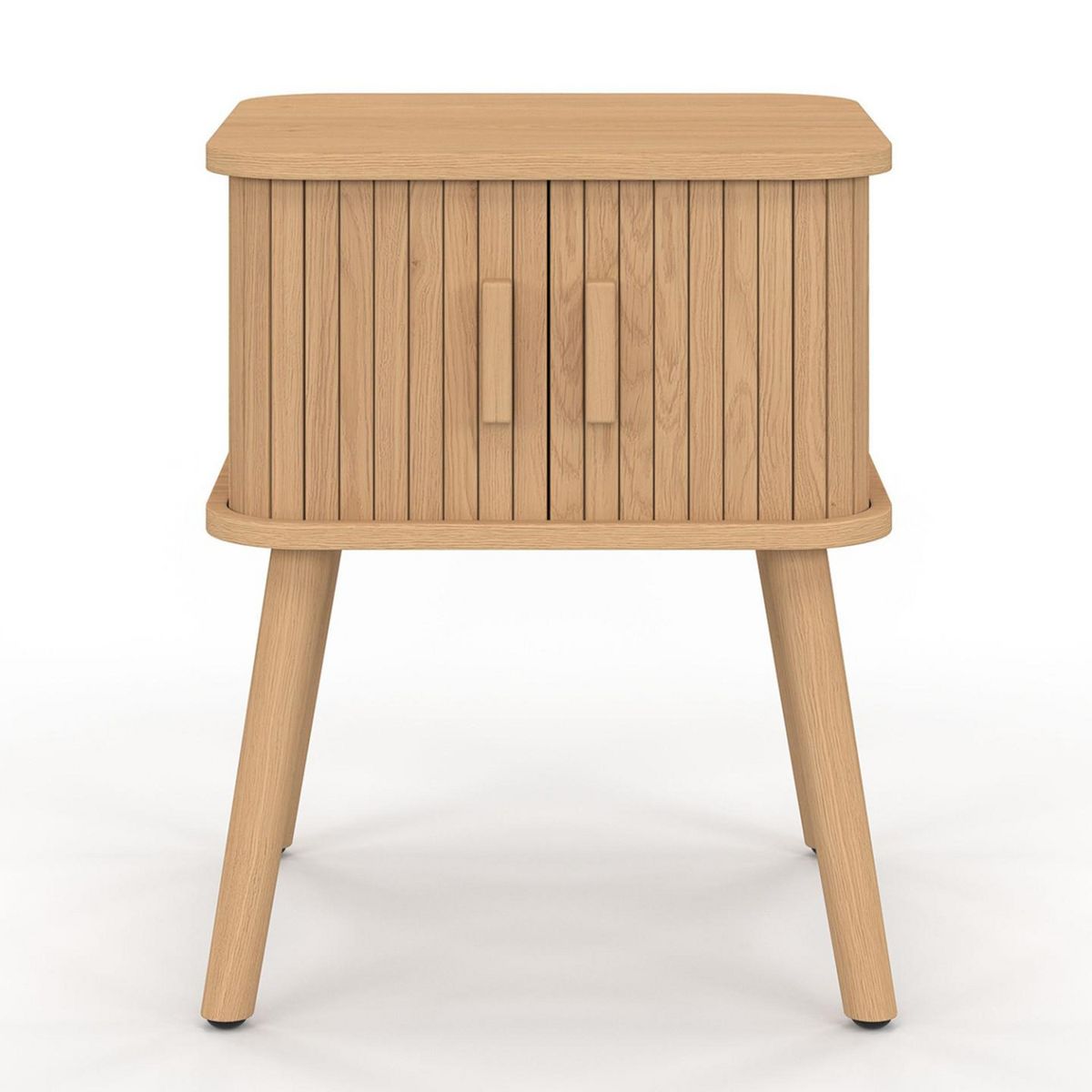 ID MARKET Lot de 2 tables de chevet ROMIE effet lattes 2 portes coulissantes