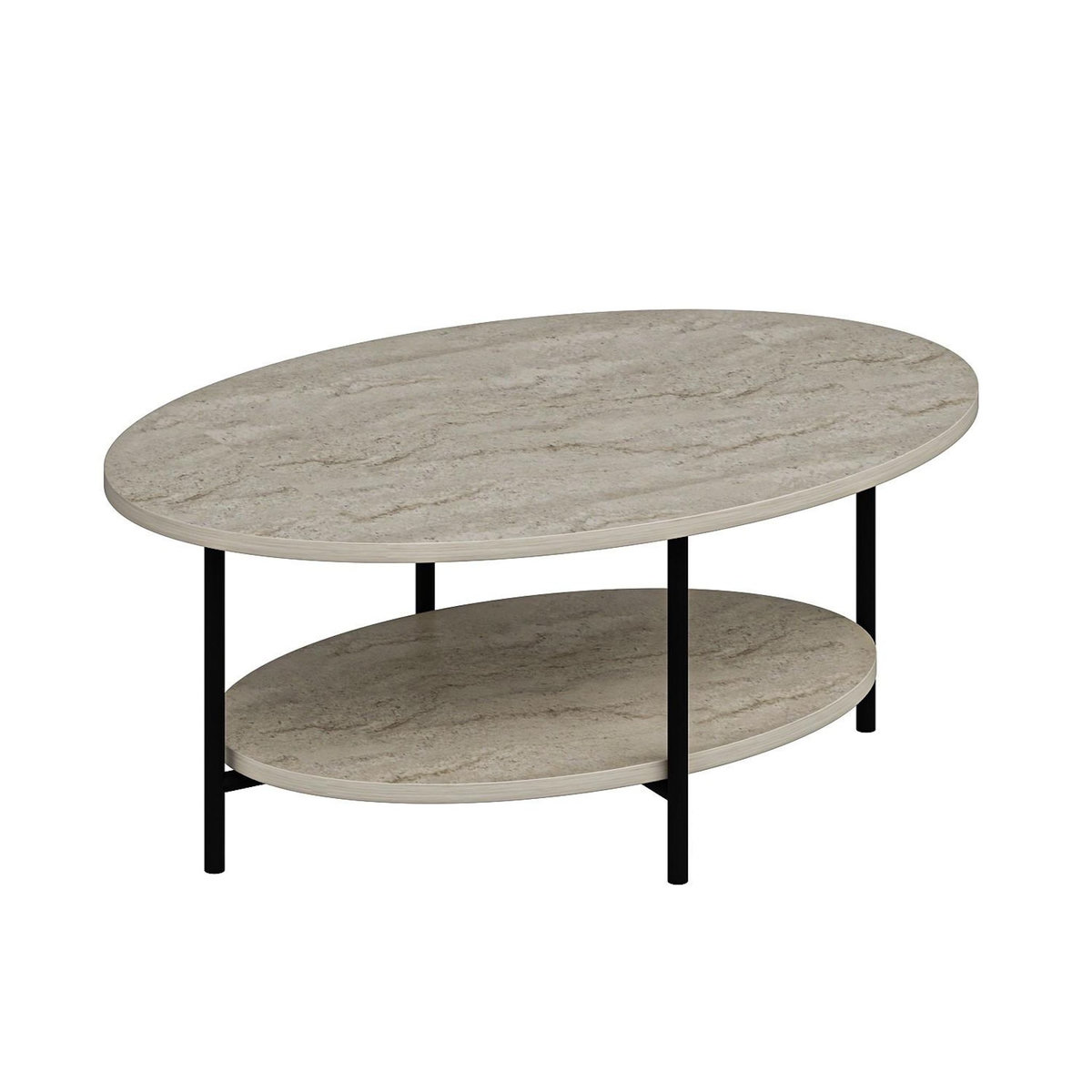 Habitat et Jardin Table basse en bois  Elis  - 90 x 60 x 36 cm - Travertin