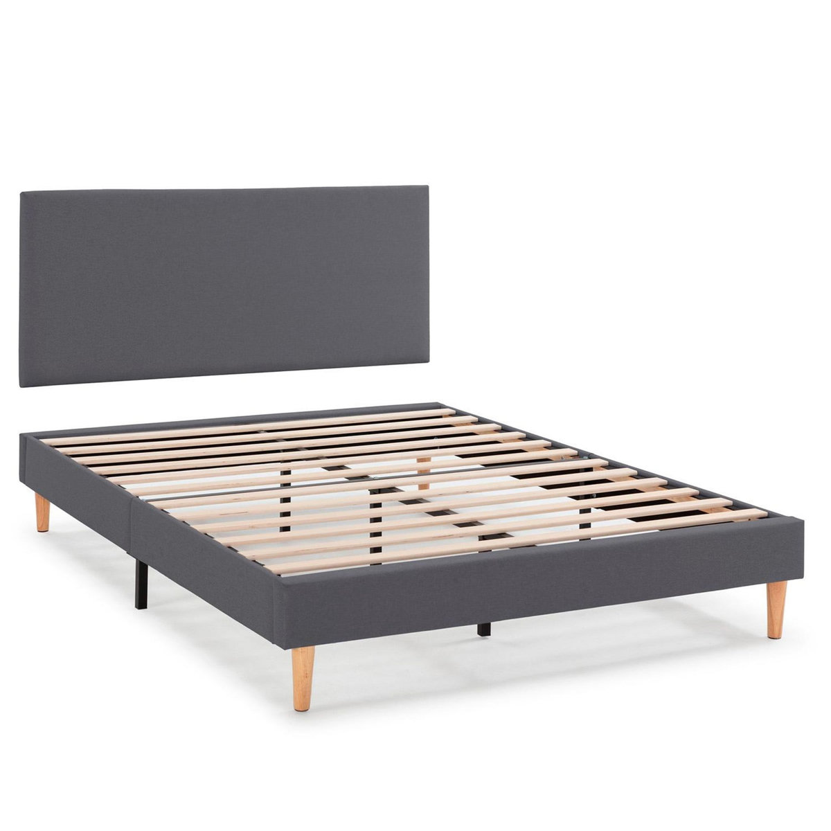 VS VENTA-STOCK Sommier tapissier Aura + tête de lit 140x200 cm Gris Foncé, hauteur 30 cm