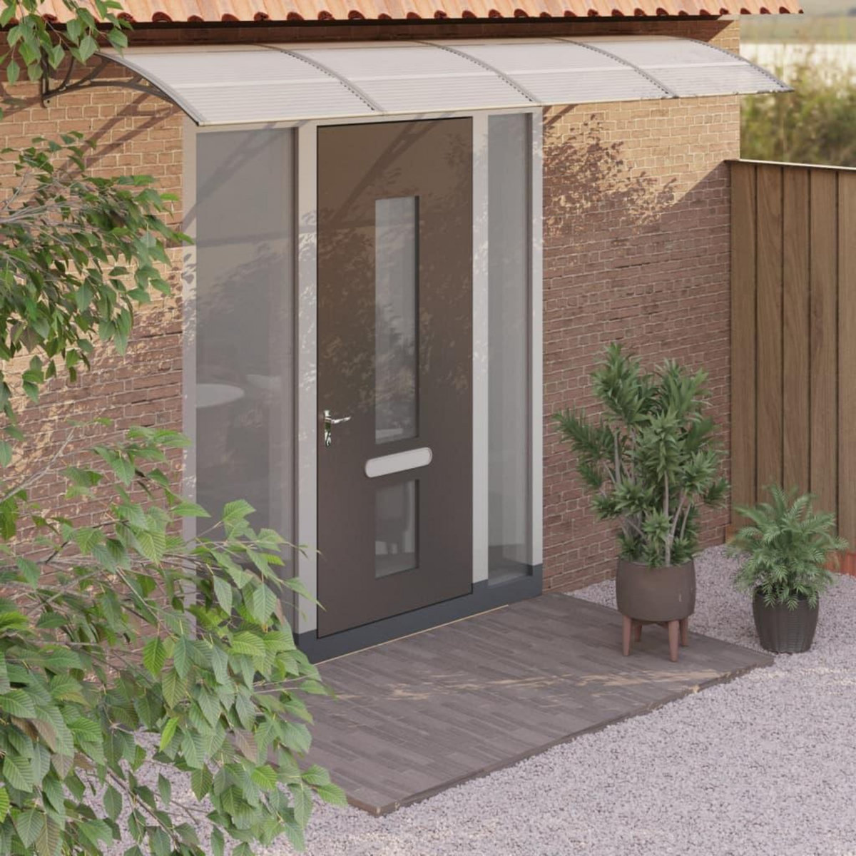 VIDAXL Auvent de porte Gris 400x100 cm Polycarbonate