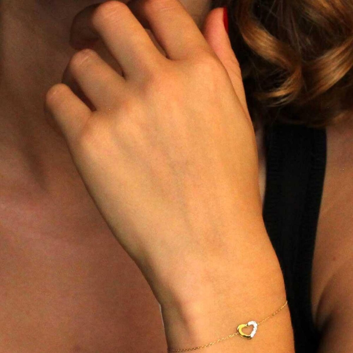 L'ATELIER D'AZUR Bracelet Or Bicolore - Coeur Pavé de Zirconiums