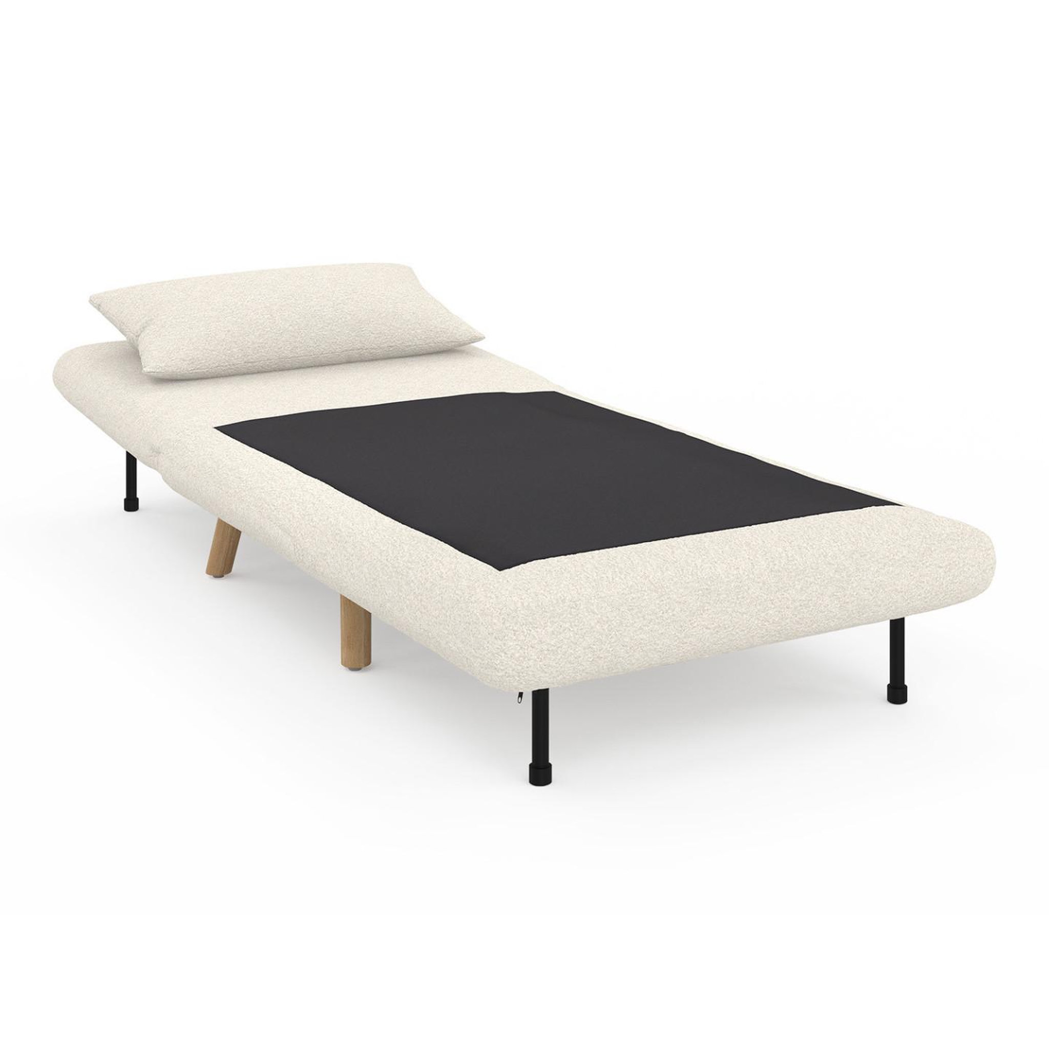 Voir la diapositive 3 : ID MARKET Fauteuil convertible romeo lit d'appoint 1 place 80x190 cm bouclette blanc