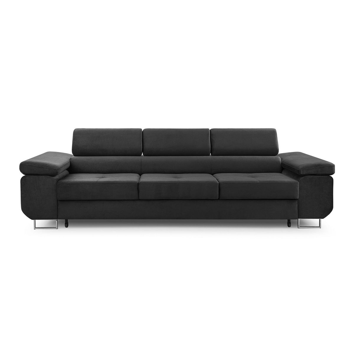 BEST MOBILIER Pablo - canapé 3 places - convertible avec têtières réglables - en velours