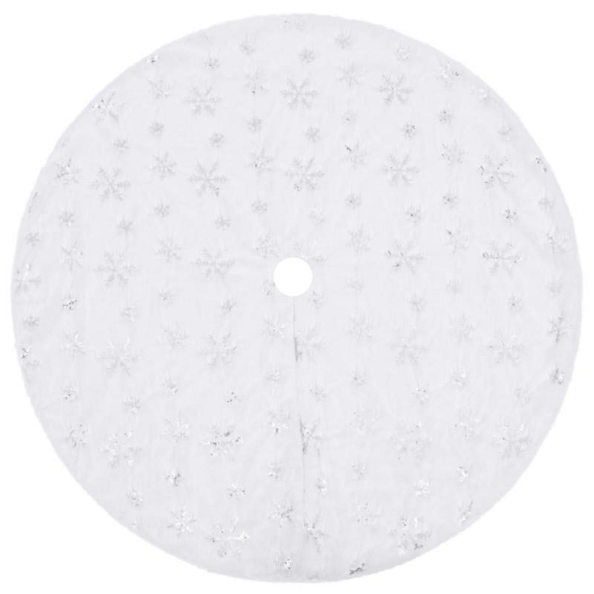 VIDAXL Jupe de sapin de Noël de luxe Blanc 122 cm Fausse fourrure