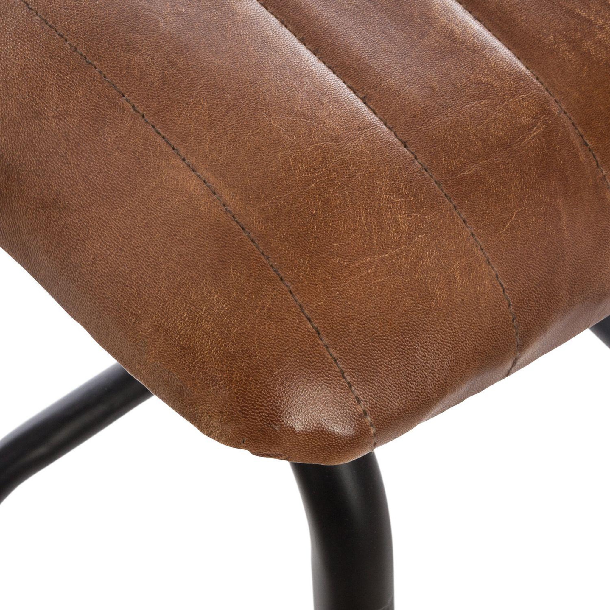 Voir la diapositive 3 : ATMOSPHERA Tabouret de bar en cuir Rétro - H. 75 cm - Marron