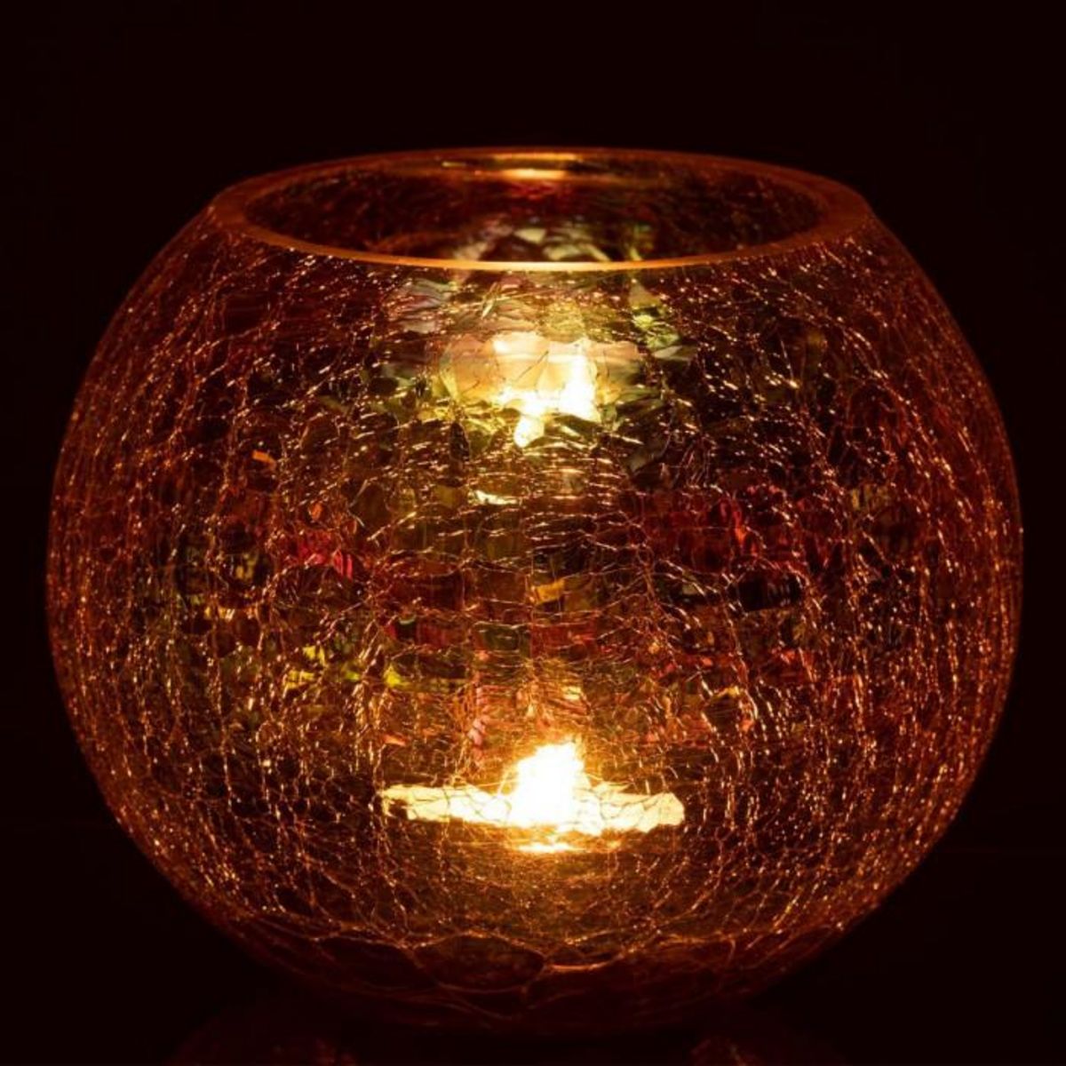 Paris Prix Photophore en Verre  Boule Craquelée  20cm Mauve