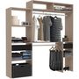 Voir la diapositive 2 : MARKET24 Kit dressing extensible ARTIC EKIPA - Chene et noir - 2 penderies + 2 tiroirs + Surmeuble - L198 x P40 x H202 cm