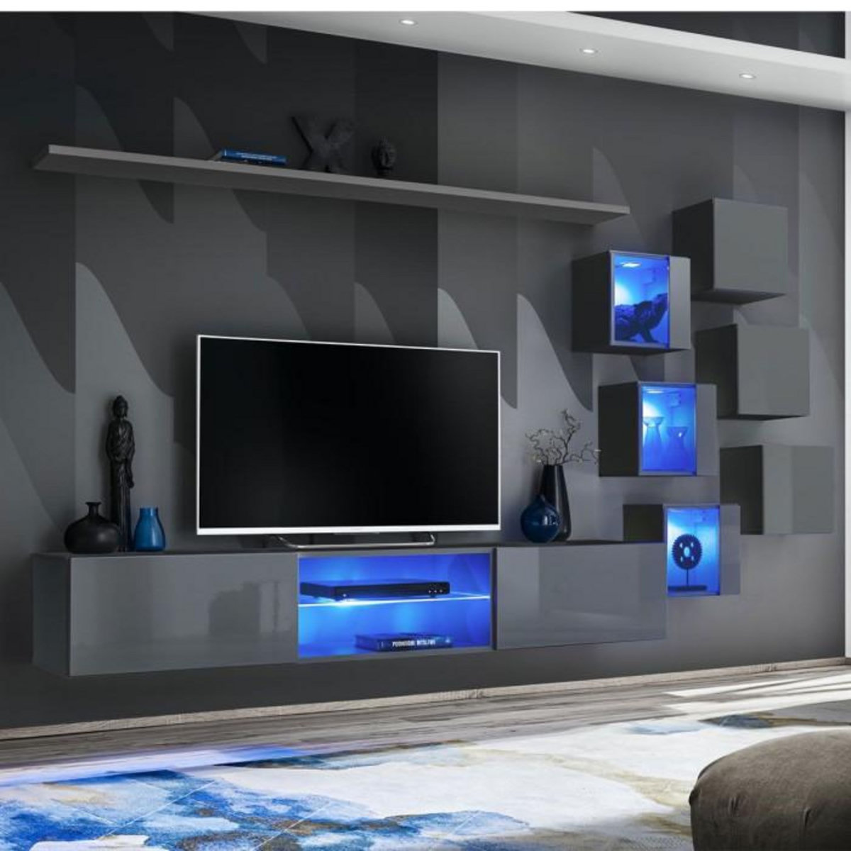 Paris Prix Ensemble Meuble TV Design  Switch XXI  260cm Gris