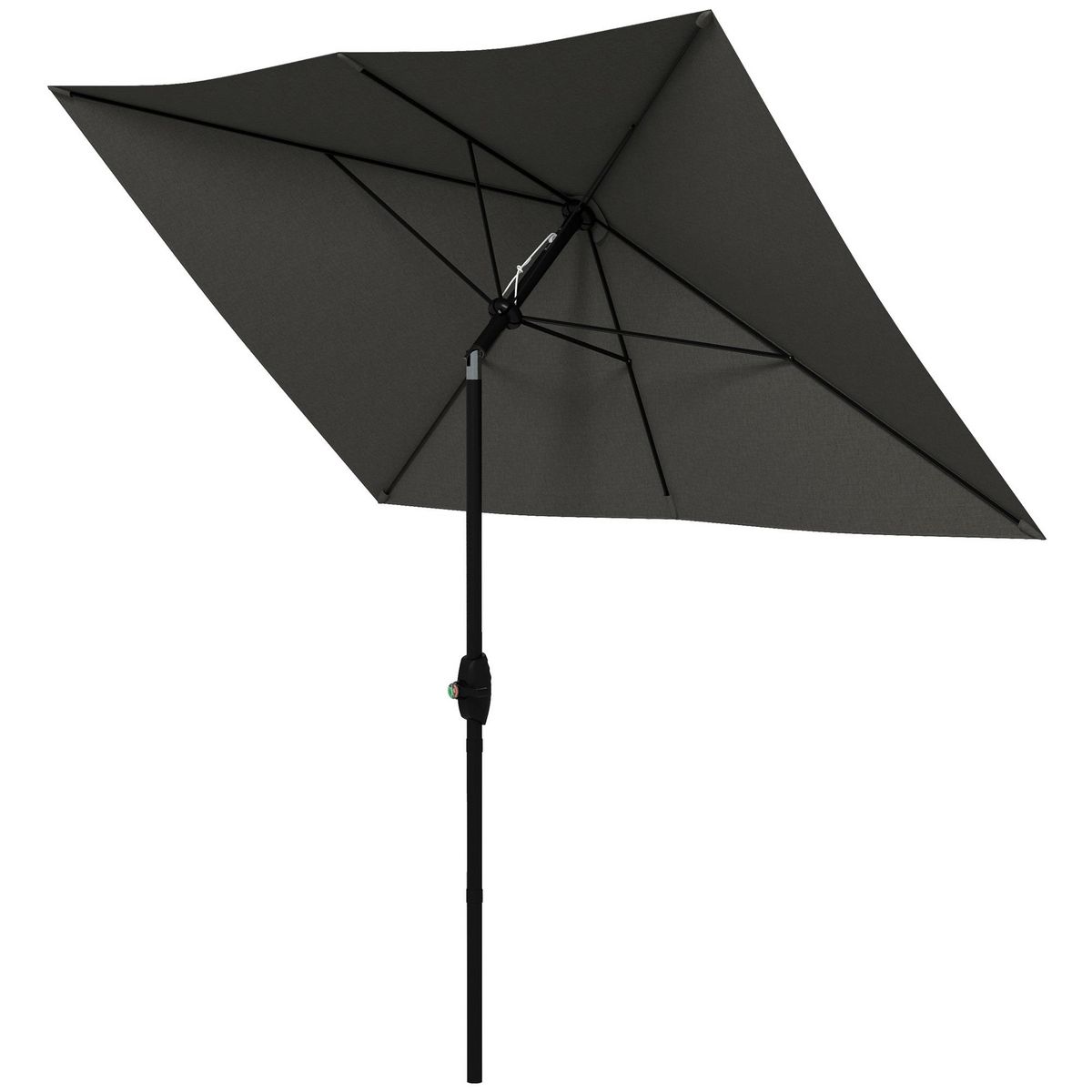 OUTSUNNY Parasol rectangulaire inclinable de jardin avec manivelle métal polyester haute densité anti UV 50+ gris