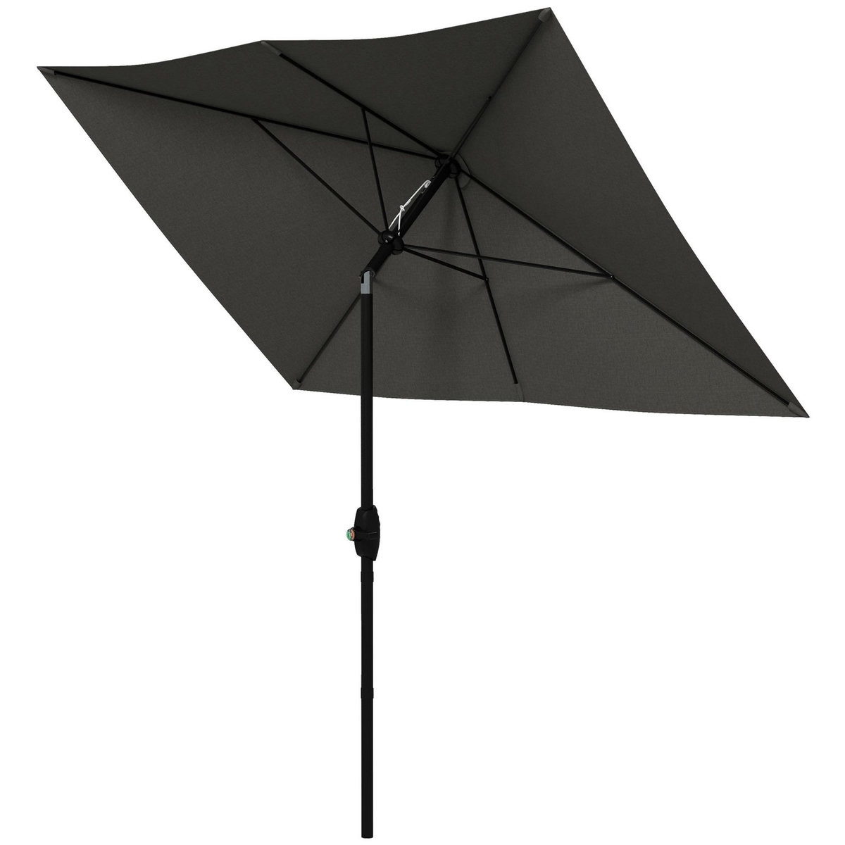 OUTSUNNY Parasol rectangulaire inclinable de jardin avec manivelle métal polyester haute densité anti UV 50+ gris