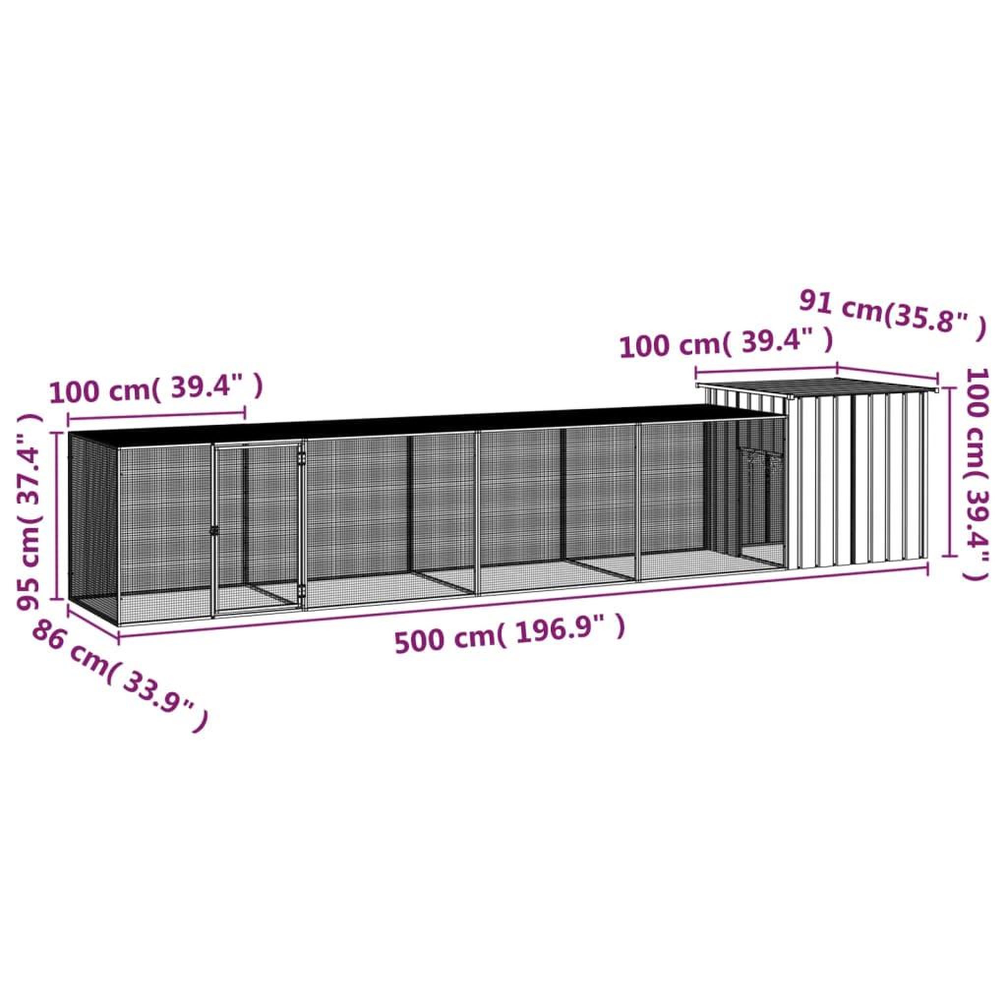 Voir la diapositive 5 : VIDAXL Cage pour poules Gris 500x91x100 cm Acier galvanise