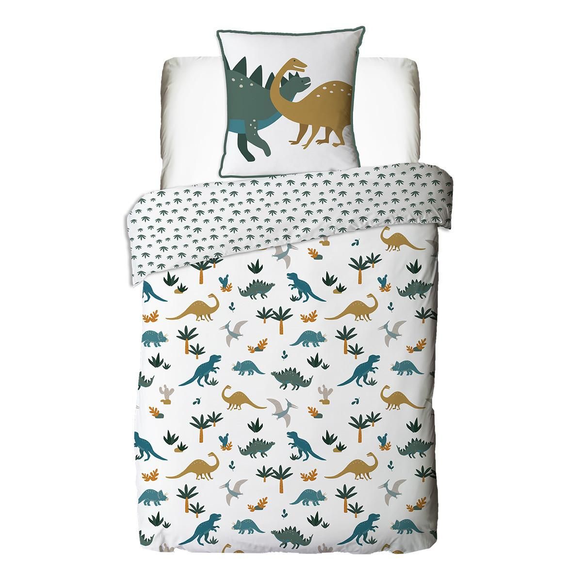 FUTURE HOME Parure de lit enfant en coton imprimé dinosaure 140x200cm