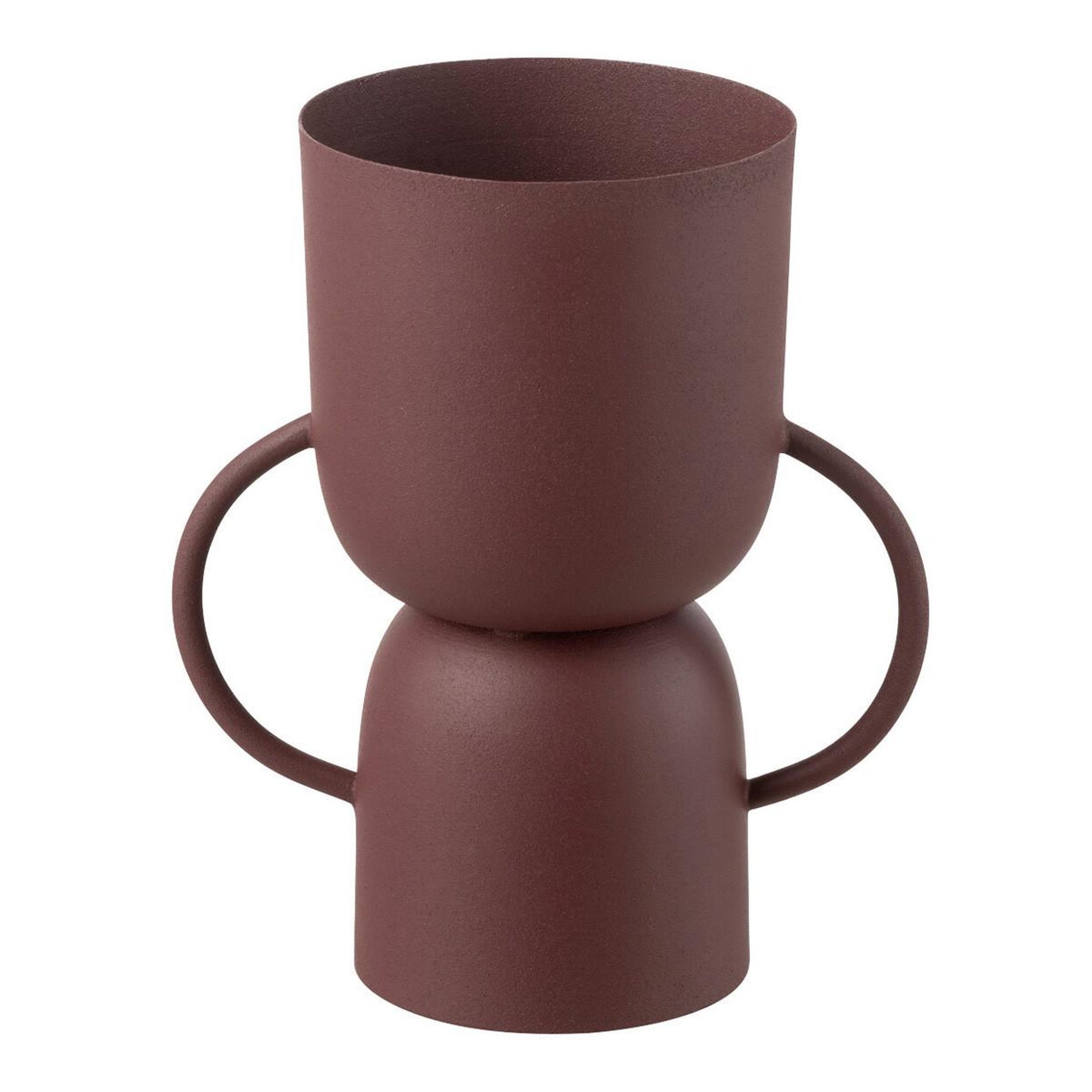 J-LINE Vase coupe en métal  lise  23cm bordeaux