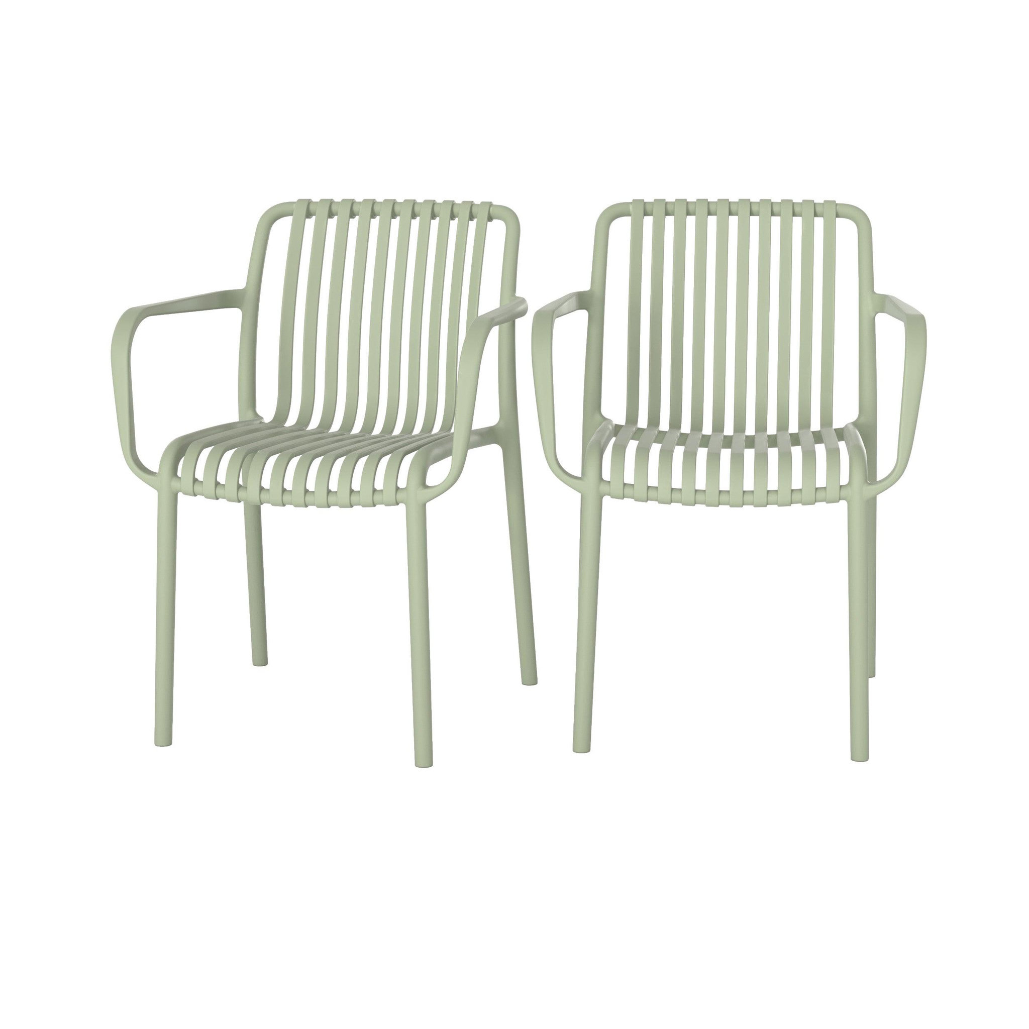 MAISON PAVANE Lot de 2 chaises de jardin empilables en plastique vert pastel-ivy