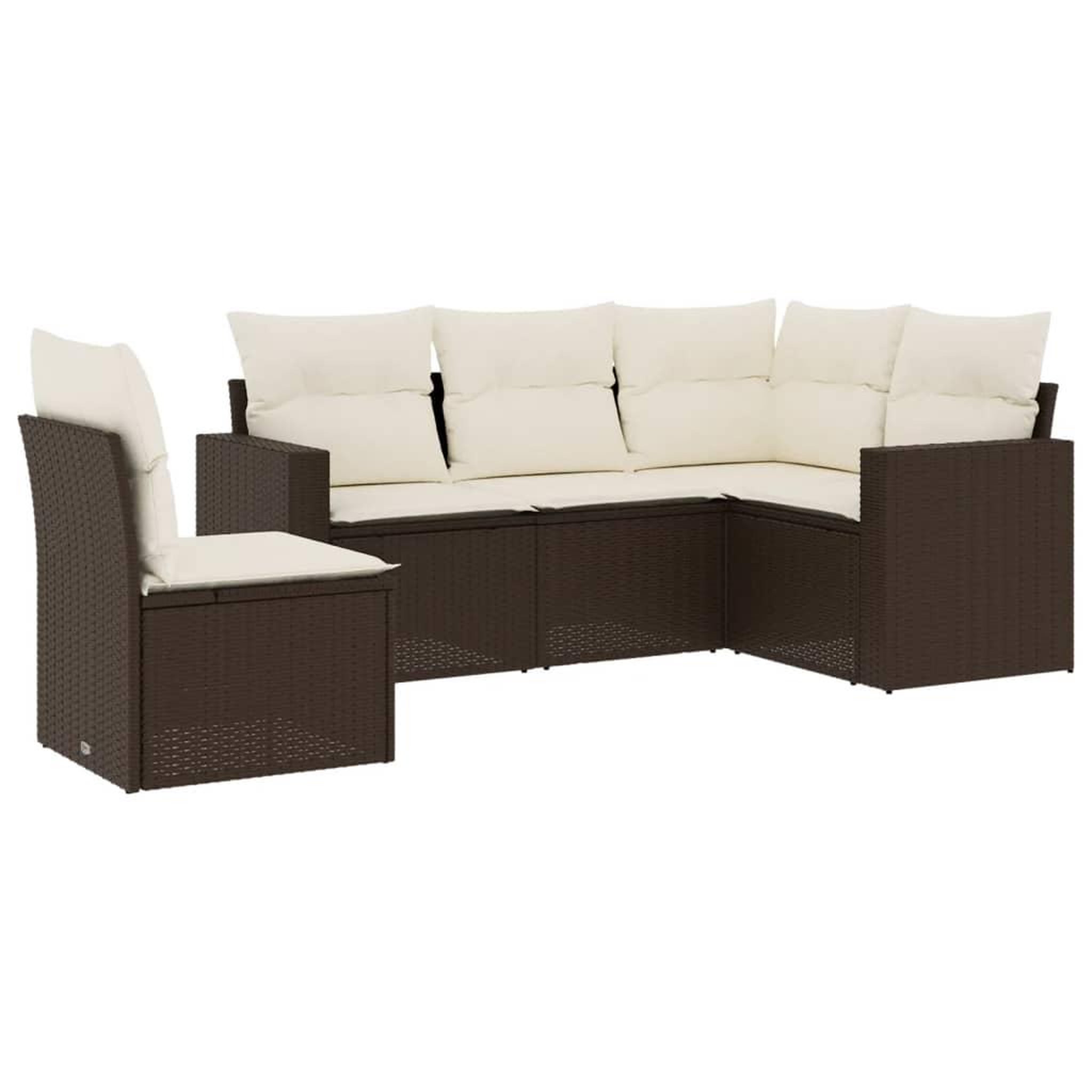 Voir la diapositive 2 : VIDAXL Salon de jardin avec coussins 5 pcs marron resine tressee
