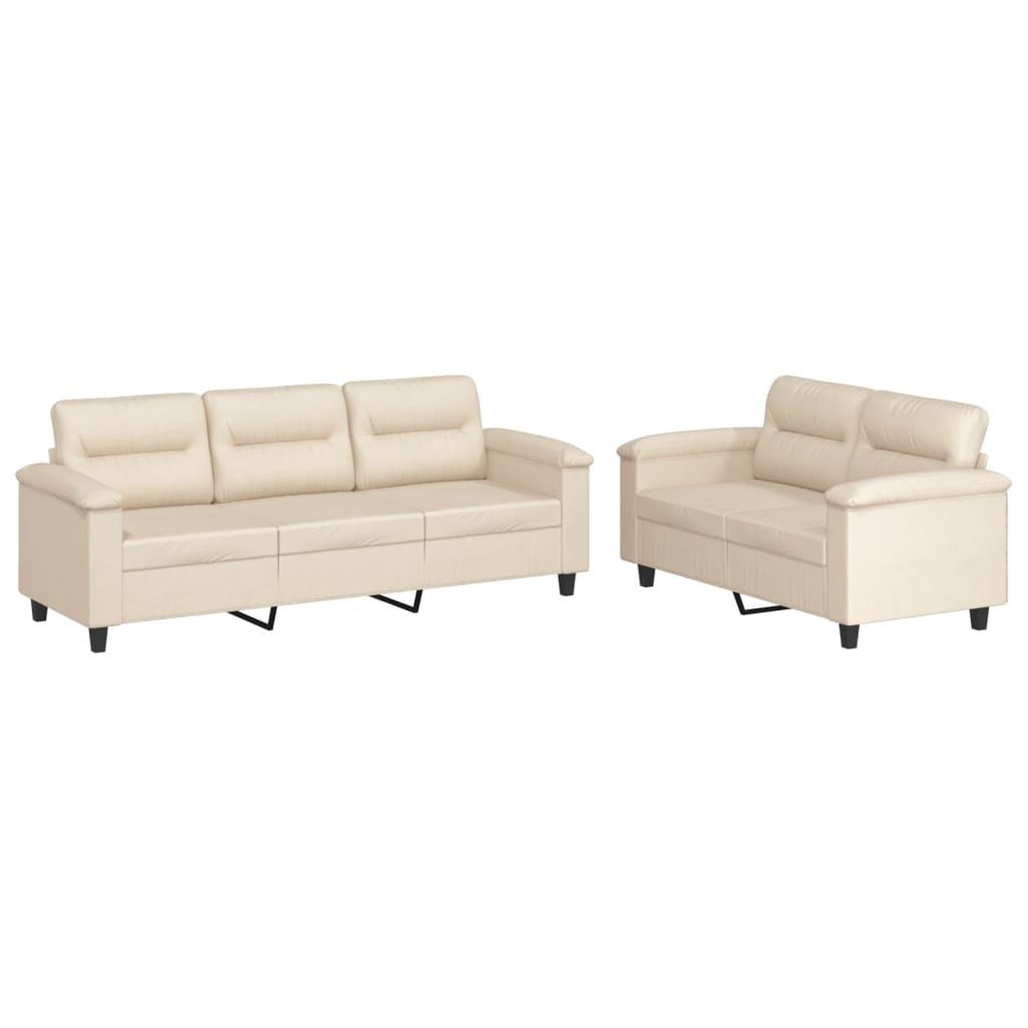 Voir la diapositive 2 : VIDAXL Ensemble de canapes 2 pcs avec coussins beige tissu microfibre