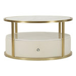 Paris Prix Table Basse Effet Marbre  Sharon  75cm Blanc & Or