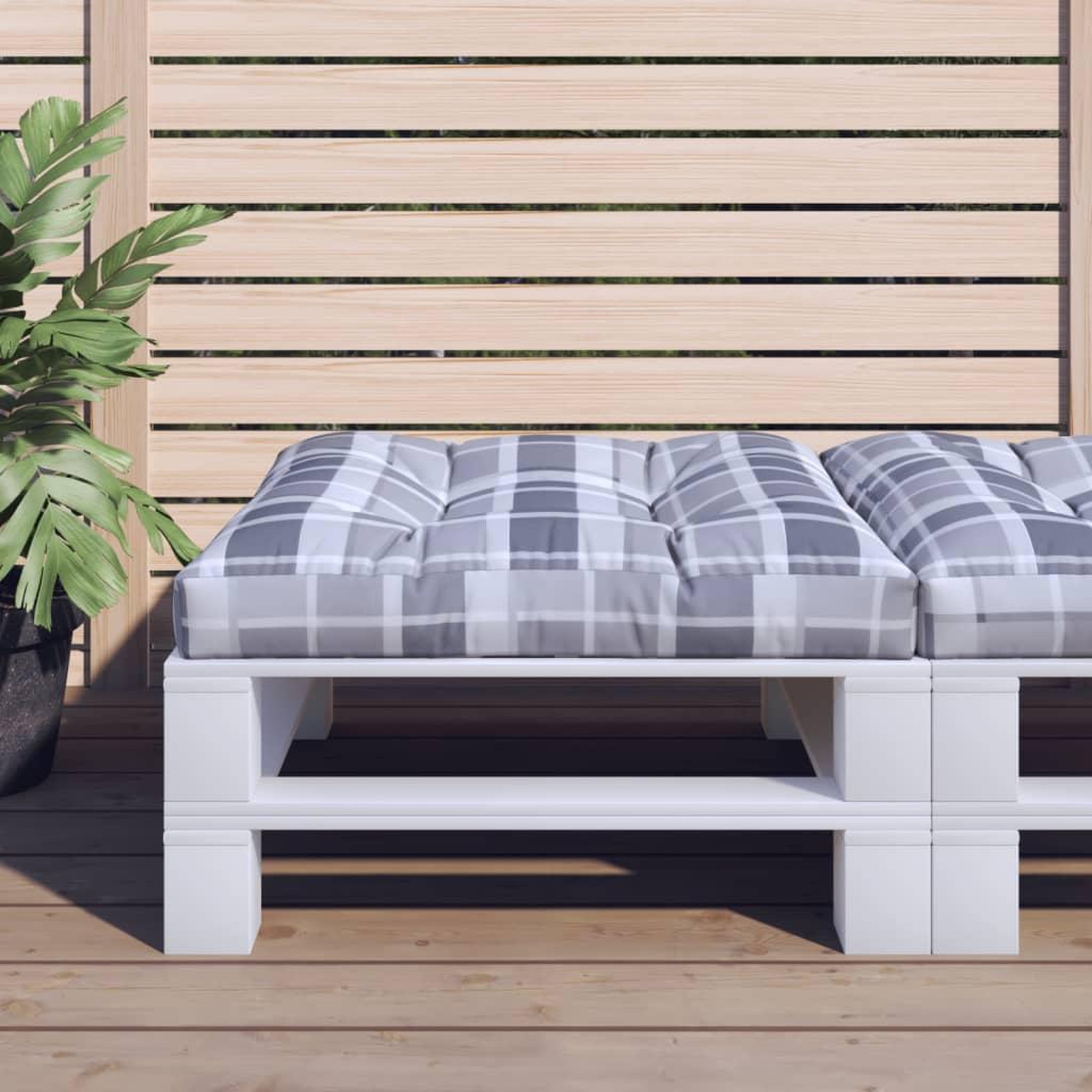 VIDAXL Coussin de palette motif a carreaux gris 80x80x12 cm tissu