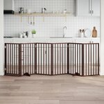 VIDAXL Barriere pour chiens avec porte 6 panneaux bois de peuplier