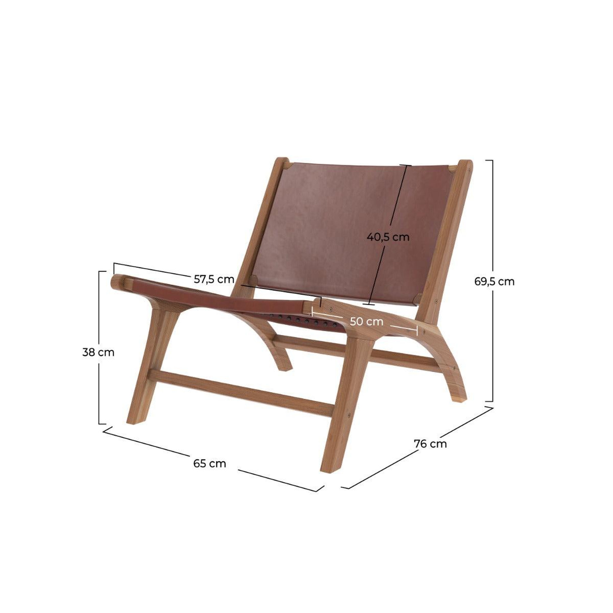 Voir la diapositive 4 : MAISON PAVANE Fauteuil  en teck et cuir lisse marron-kuna
