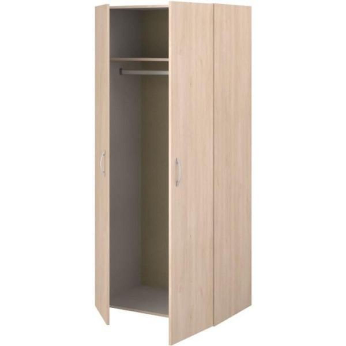 PARISOT Armoire - EASY LIFE - Décor Chene clair - 2 portes battantes - L80,2 x H180 x P49,7cm - PARISOT