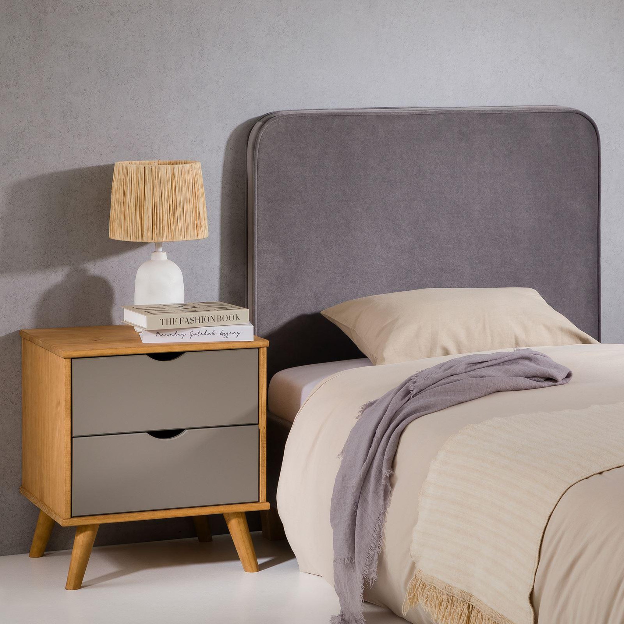 Voir la diapositive 4 : IDIMEX Tête de lit lunar 90 avec fixation murale, en tissu