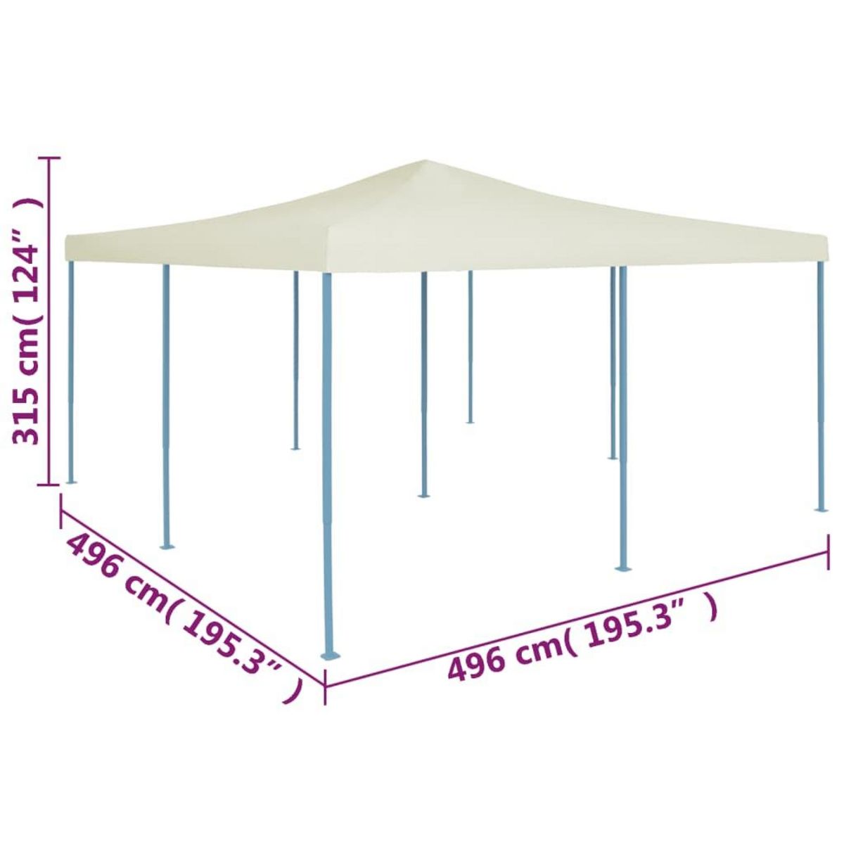 VIDAXL Belvedere pliable 5x5 m Creme