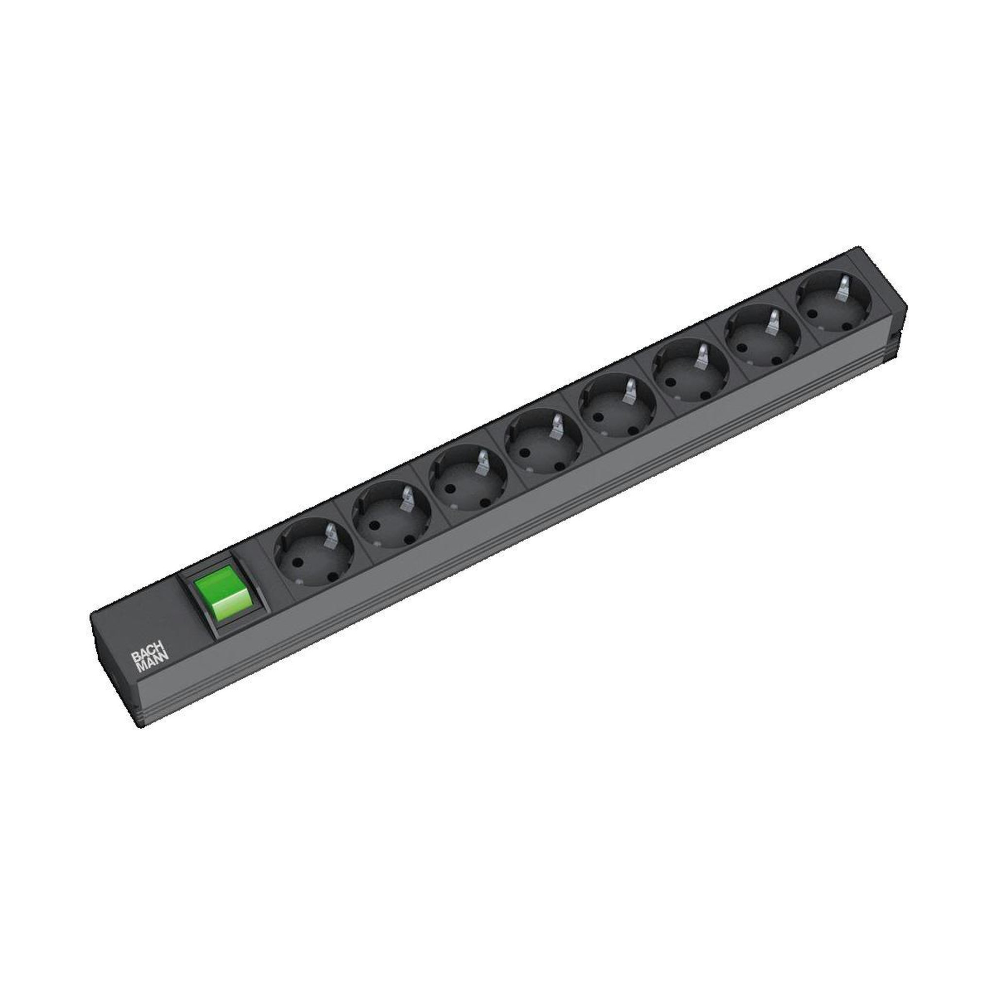 Bachmann Multiprise Bachmann 19  Alu 1U 8 prises CEE 7/3 noire