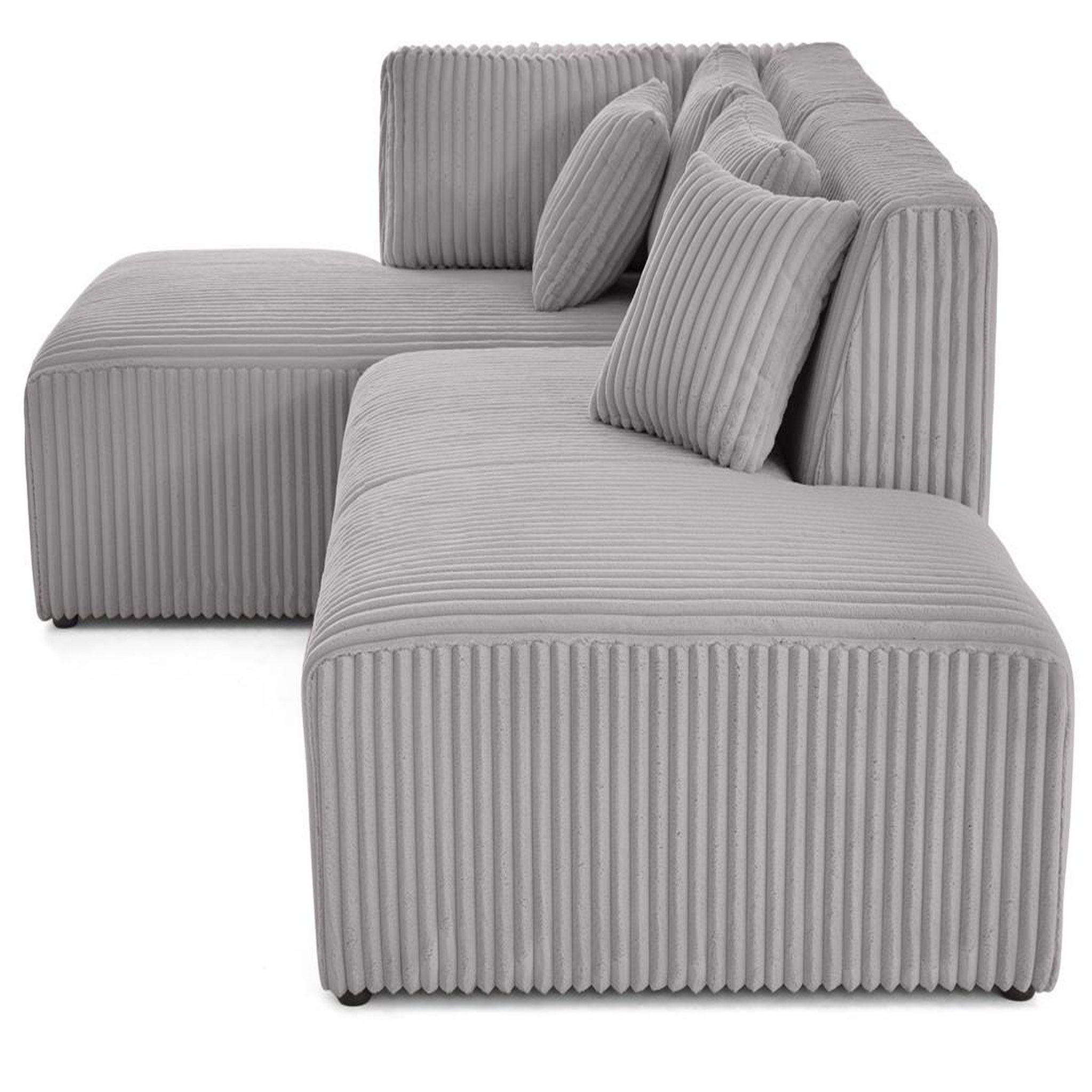 Voir la diapositive 6 : LISA DESIGN Victoire - canapé modulable d'angle gauche 4 places en velours côtelé grosses côtes