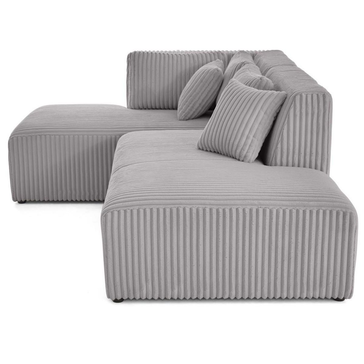 LISA DESIGN Victoire - canapé modulable d'angle gauche 4 places en velours côtelé grosses côtes